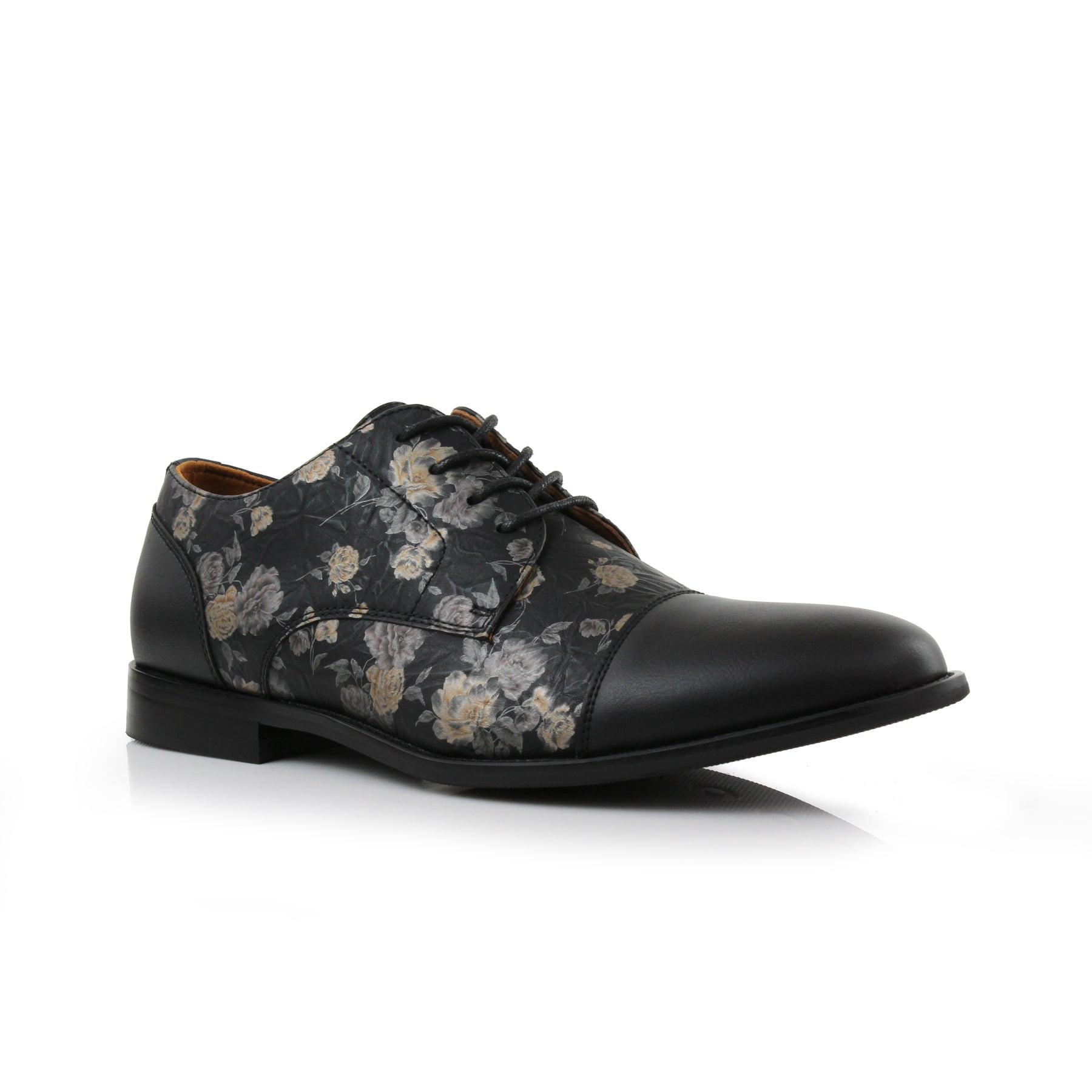 Ferro Aldo Mens Berkley MFA19670 Classic Floral Cap-Toe Derby Dress Shoes, in Orchid Black, Size 7 Ferro Aldo Mens Berkley MFA19670 Classic Floral Cap-Toe Derby Dress Shoes, in Orchid Black, Size 7