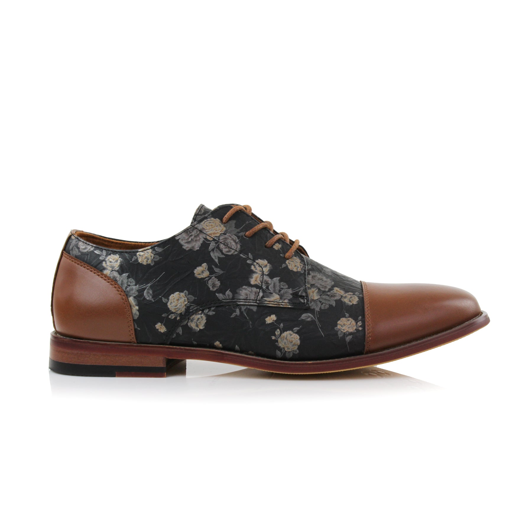 Floral Cap-Toe Derby Shoes | Berkley by Ferro Aldo | Conal Footwear | Outer Side Angle View