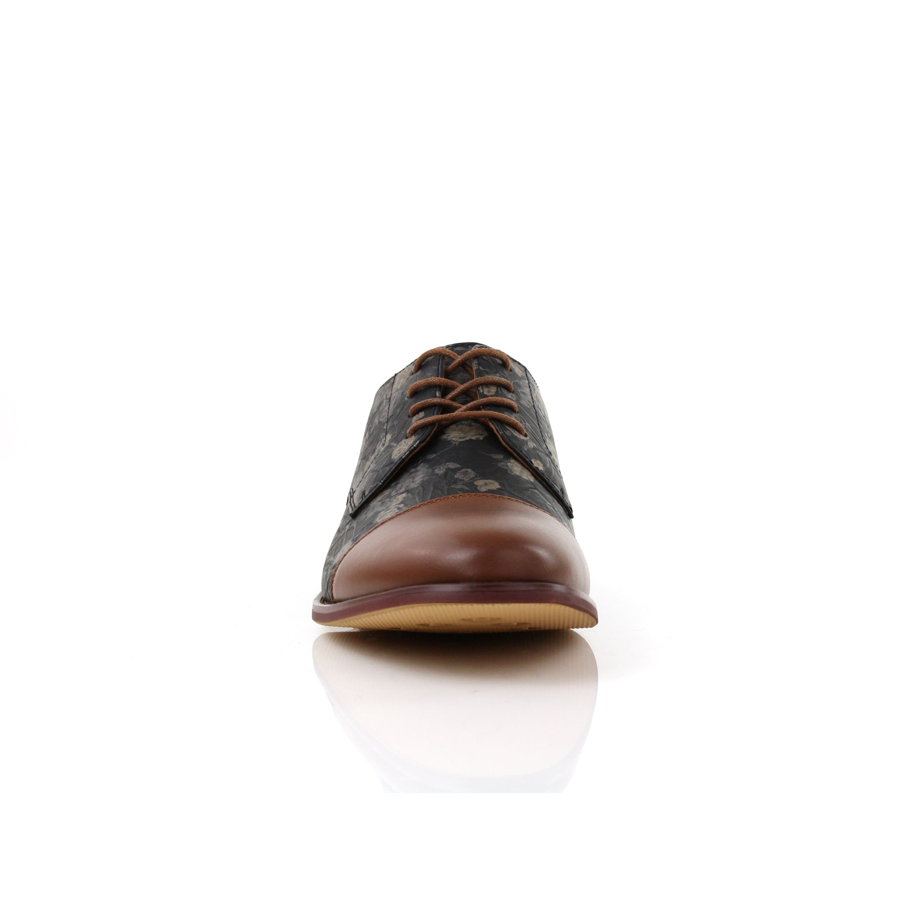 Floral Cap-Toe Derby Shoes | Berkley by Ferro Aldo | Conal Footwear | Front Angle View