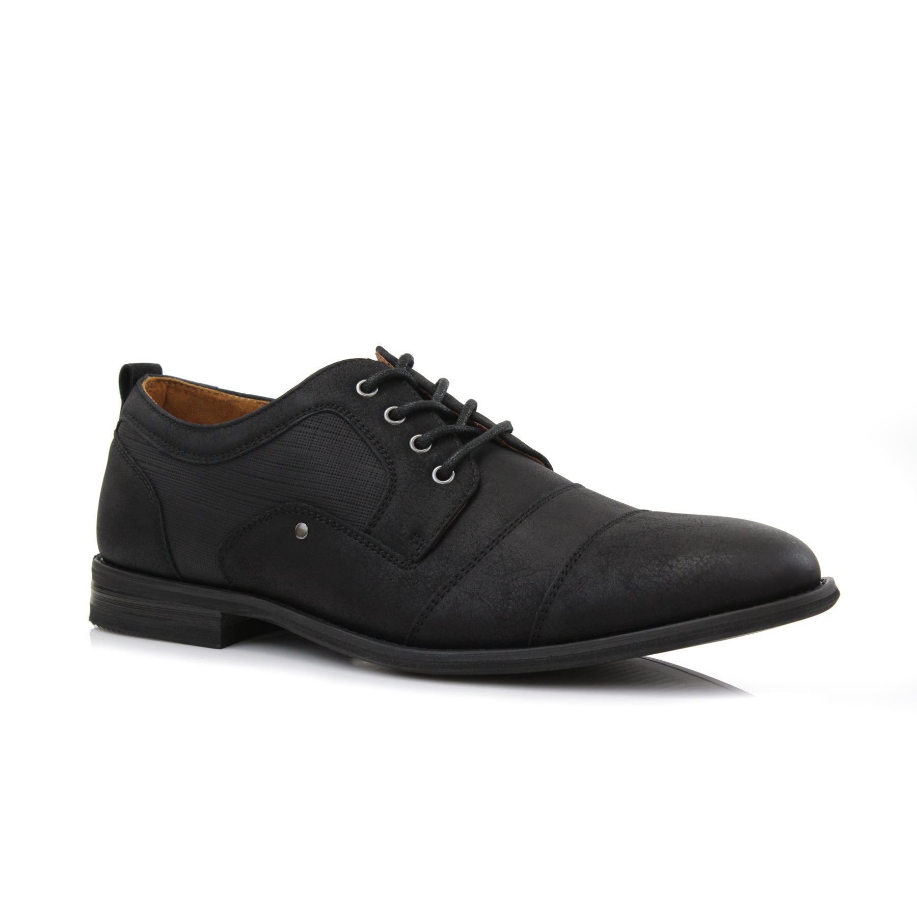 Duo-textured Cap-Toe Derby Shoes | Blake by Ferro Aldo | Conal Footwear | Main Angle View