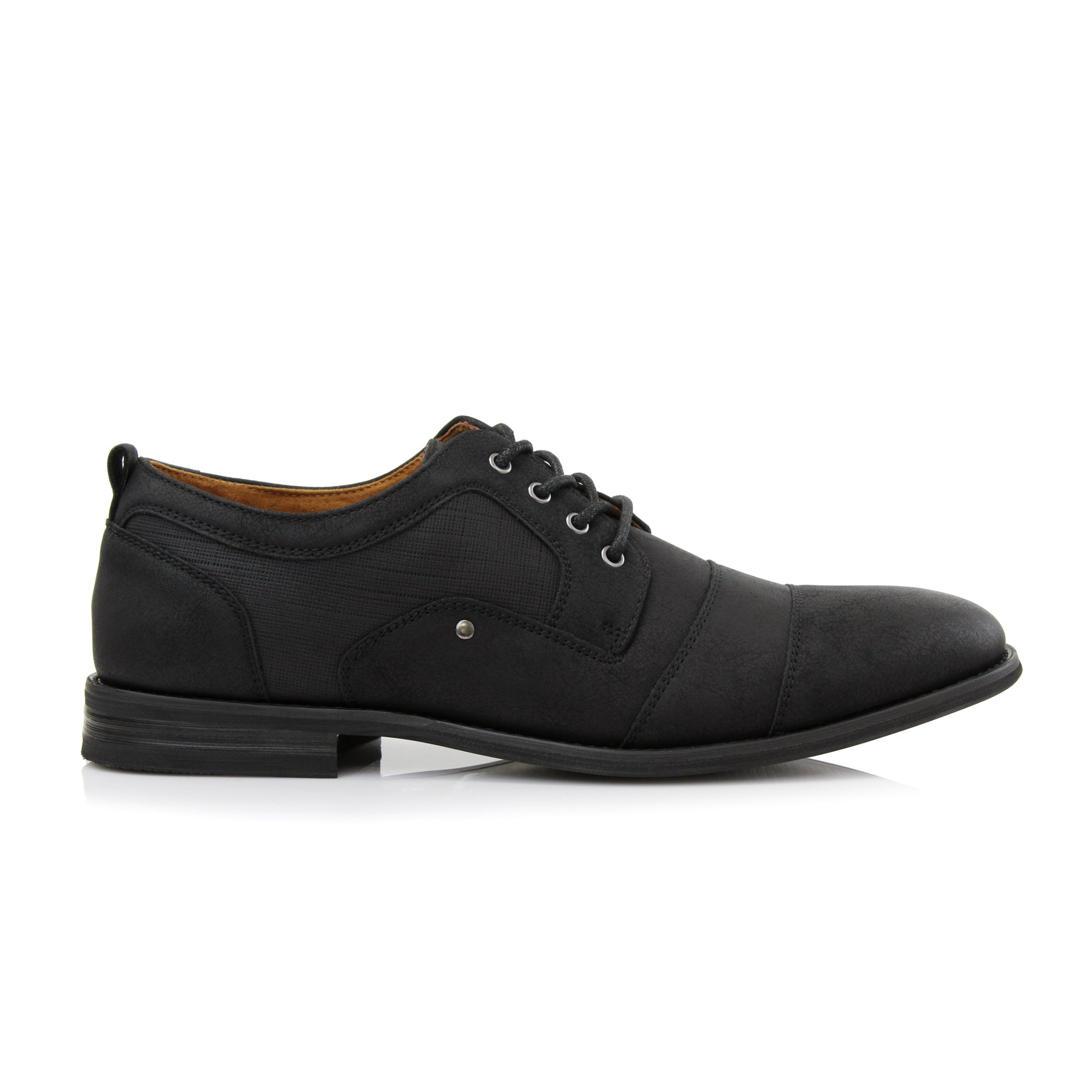 Duo-textured Cap-Toe Derby Shoes | Blake by Ferro Aldo | Conal Footwear | Outer Side Angle View