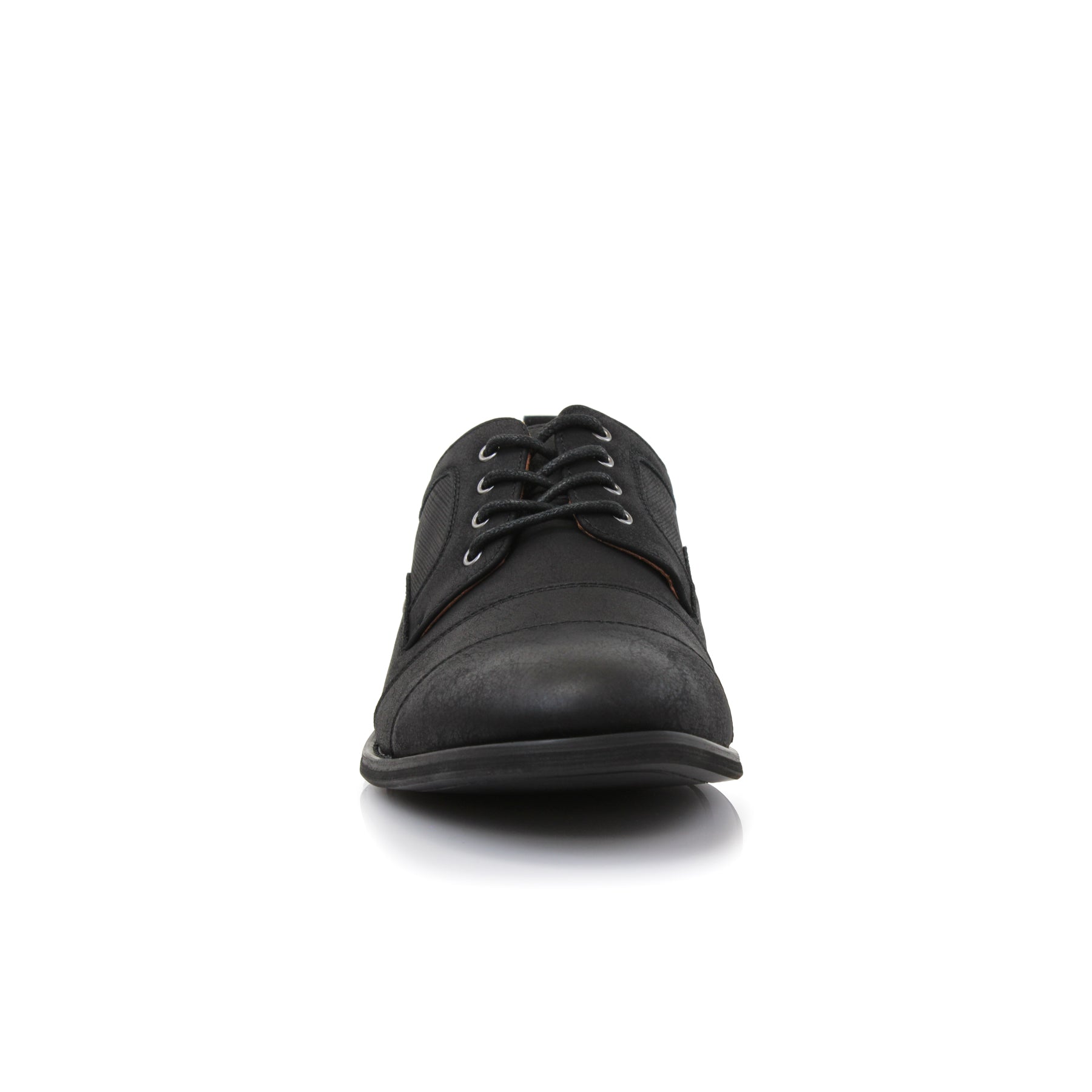 Duo-textured Cap-Toe Derby Shoes | Blake by Ferro Aldo | Conal Footwear | Front Angle View