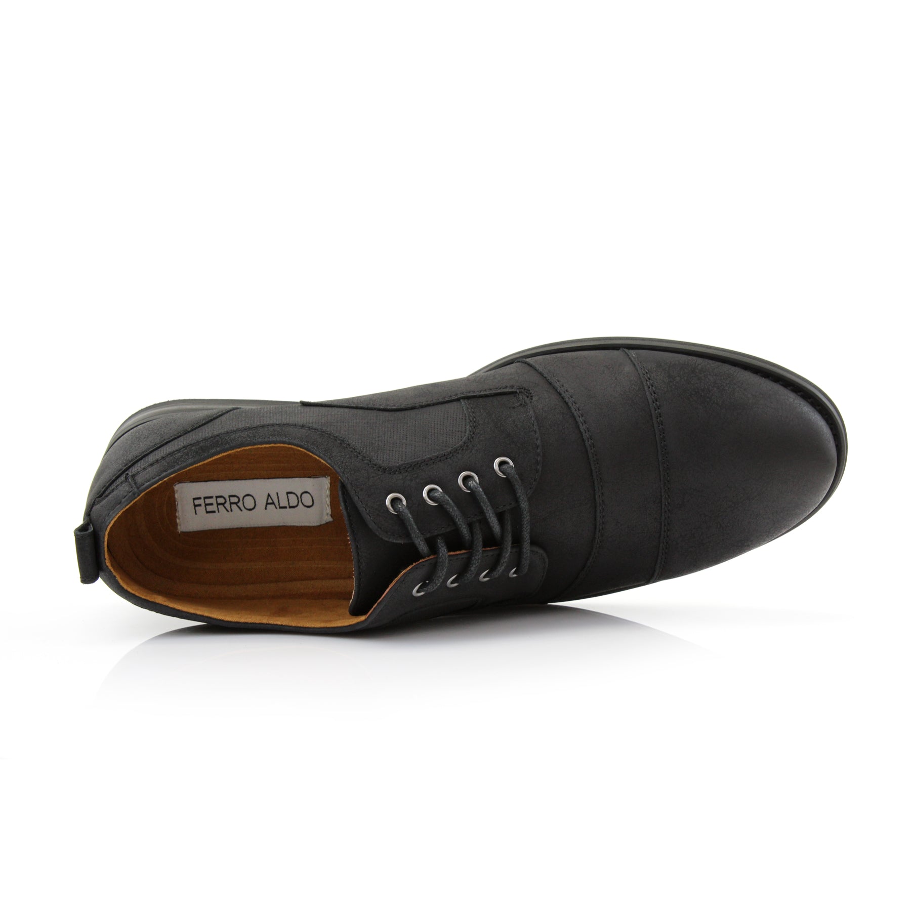 Duo-textured Cap-Toe Derby Shoes | Blake by Ferro Aldo | Conal Footwear | Top-Down Angle View