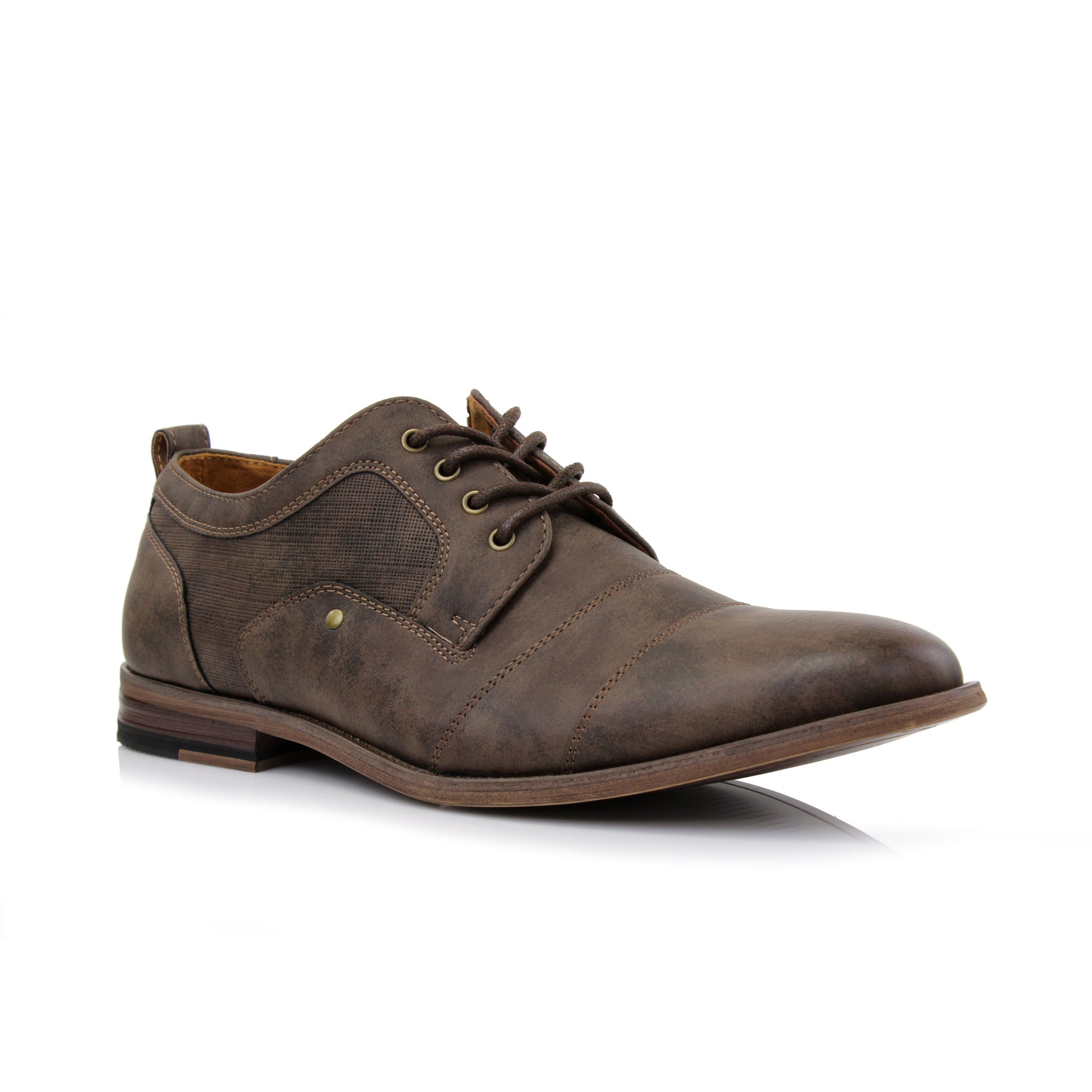 Duo-textured Cap-Toe Derby Shoes | Blake by Ferro Aldo | Conal Footwear | Main Angle View