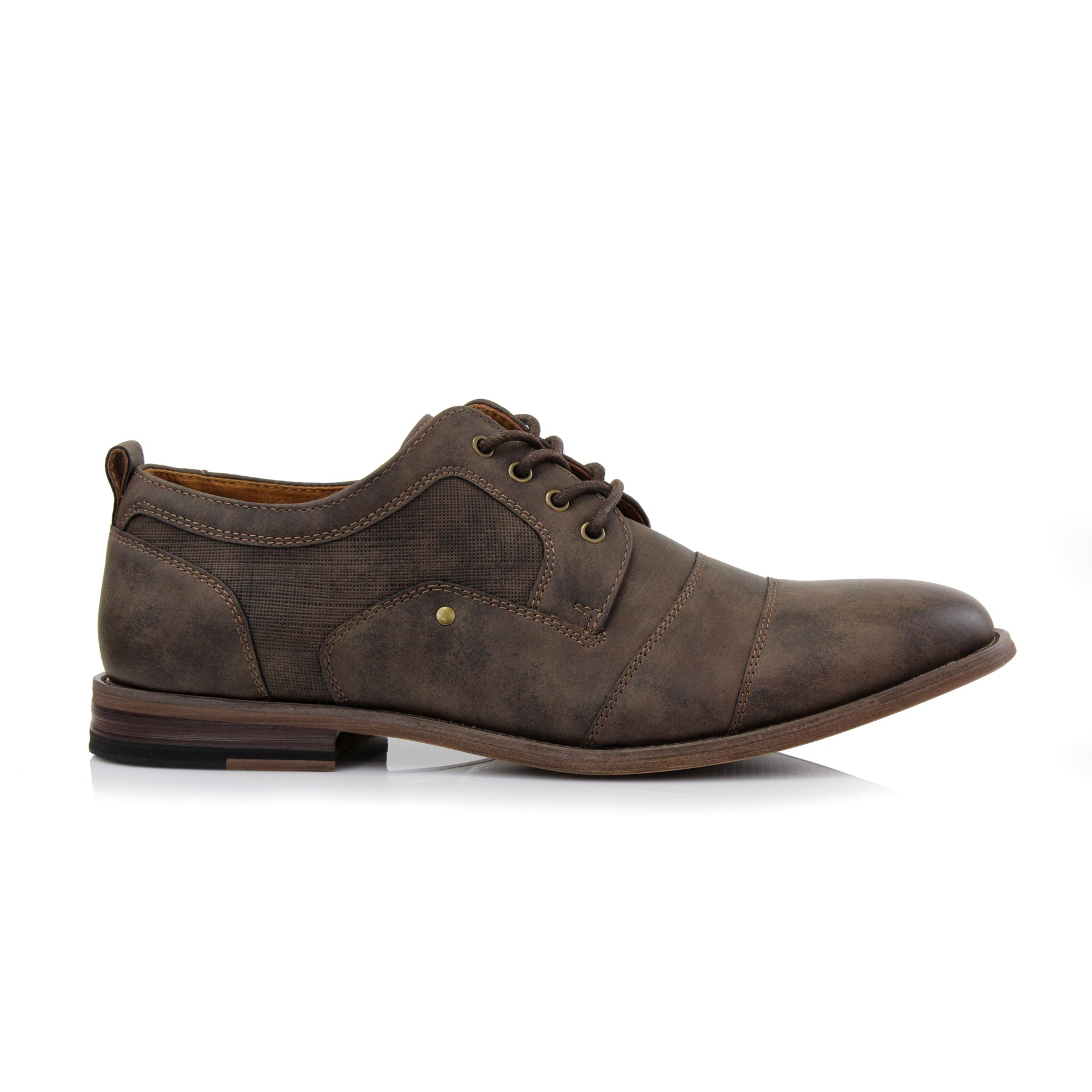 Duo-textured Cap-Toe Derby Shoes | Blake by Ferro Aldo | Conal Footwear | Outer Side Angle View