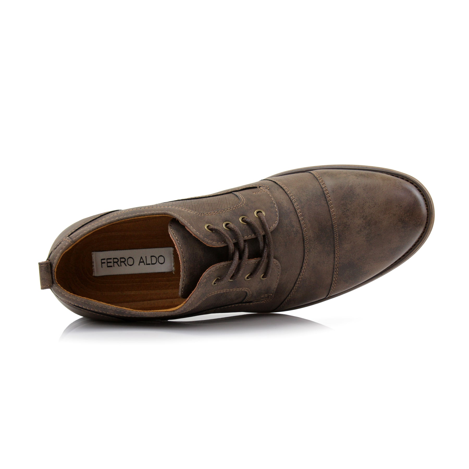 Duo-textured Cap-Toe Derby Shoes | Blake by Ferro Aldo | Conal Footwear | Top-Down Angle View