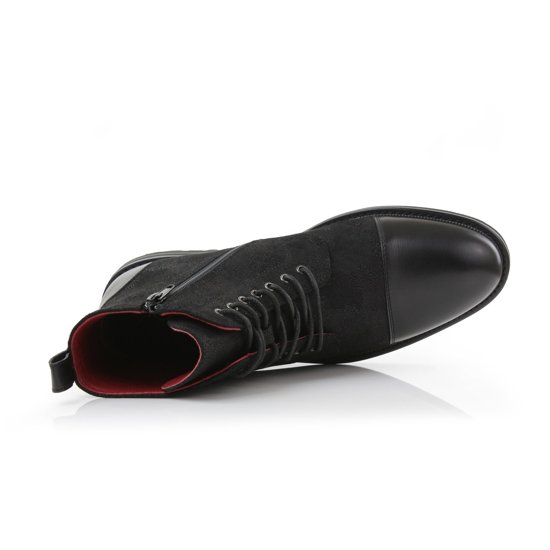 Embossed High-Top Derby Boots | Brooke by Polar Fox | Conal Footwear | Top-Down Angle View