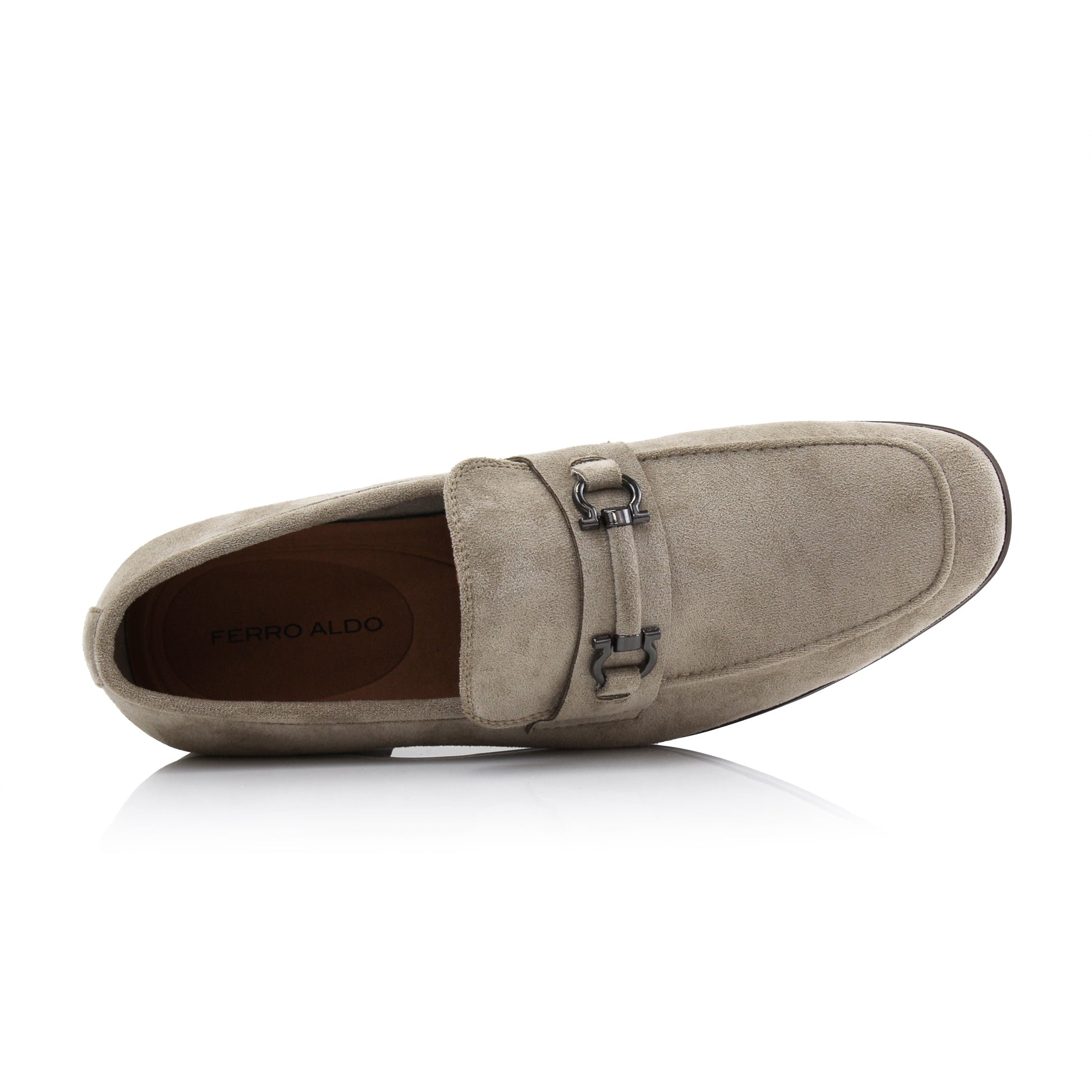 Metal Buckle Suede Loafers | Demitri by Ferro Aldo | Conal Footwear | Top-Down Angle View