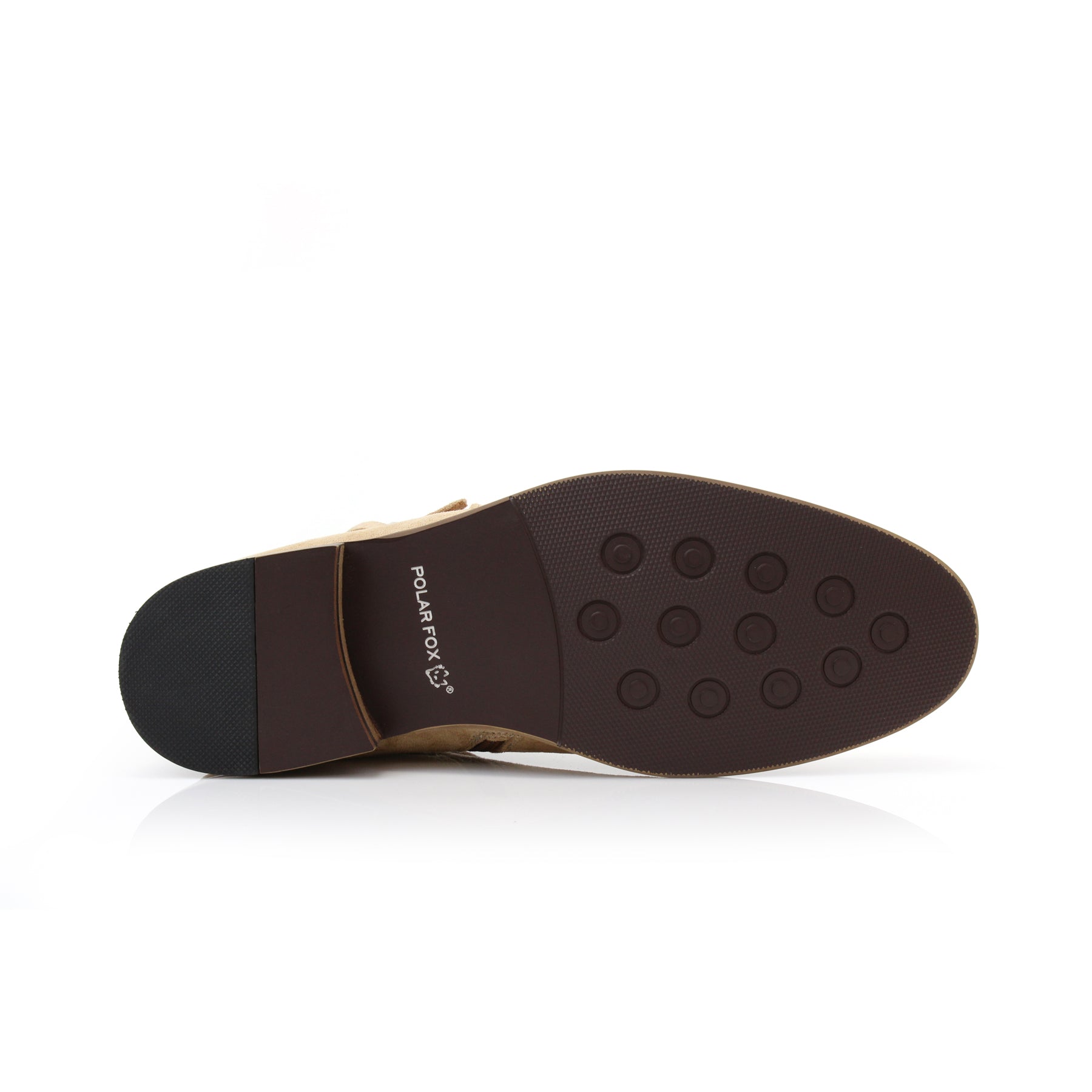 Strapped Suede Chelsea Boots | Derrick by Polar Fox | Conal Footwear | Bottom Sole Angle View