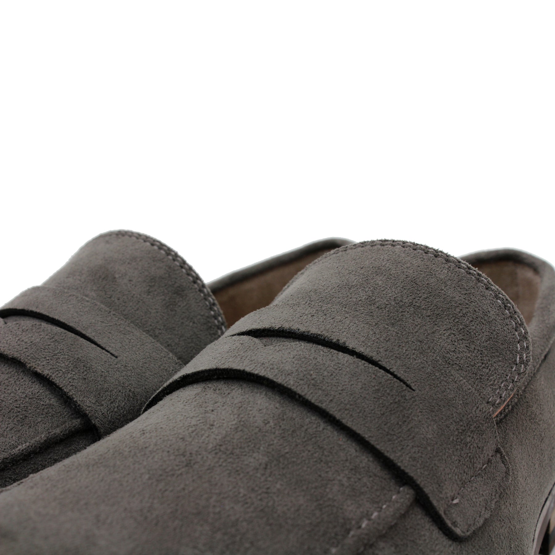 Suede Penny Loafers | Dylan by Ferro Aldo | Conal Footwear | Close Up Upper Angle View