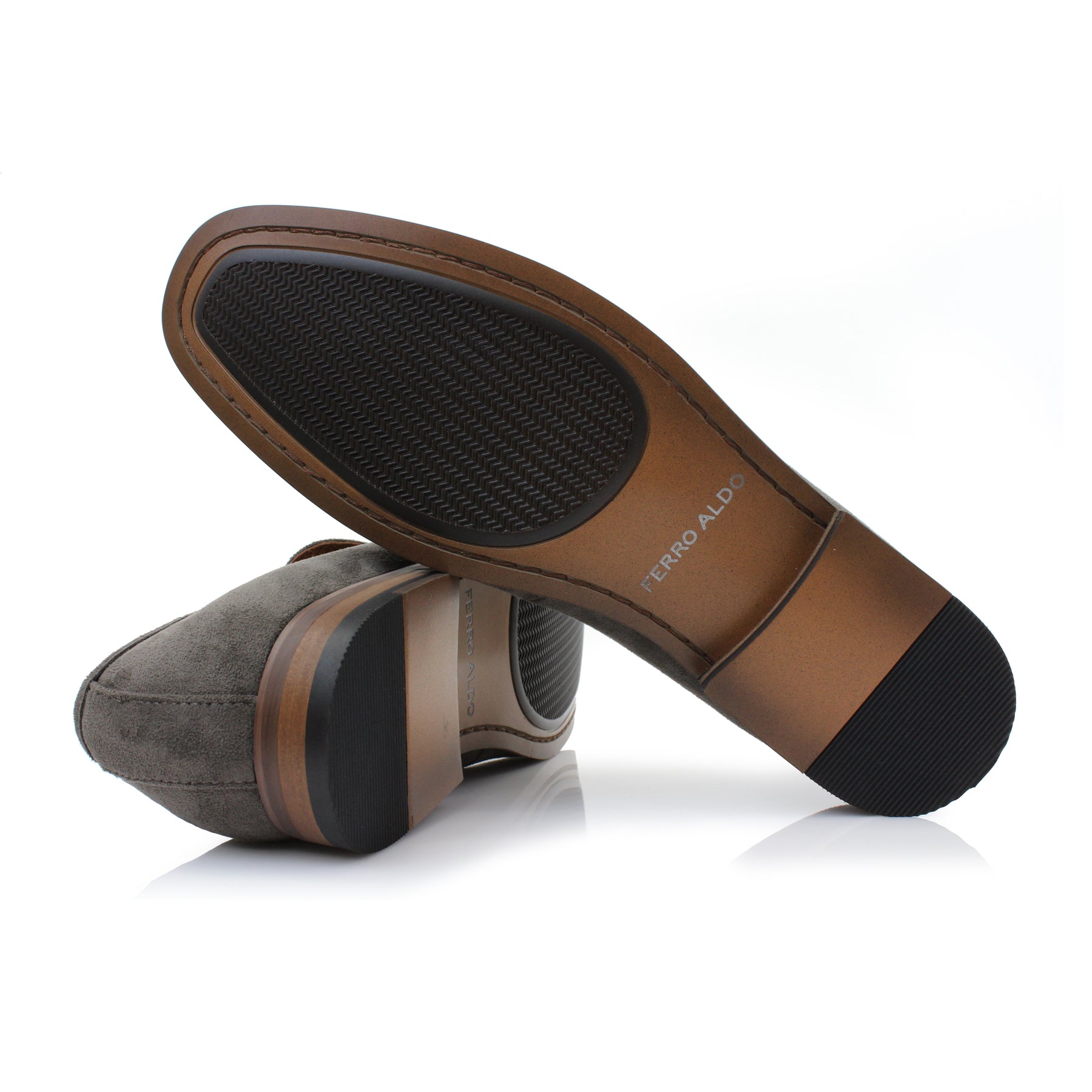 Suede Penny Loafers | Dylan by Ferro Aldo | Conal Footwear | Back and Sole Angle View