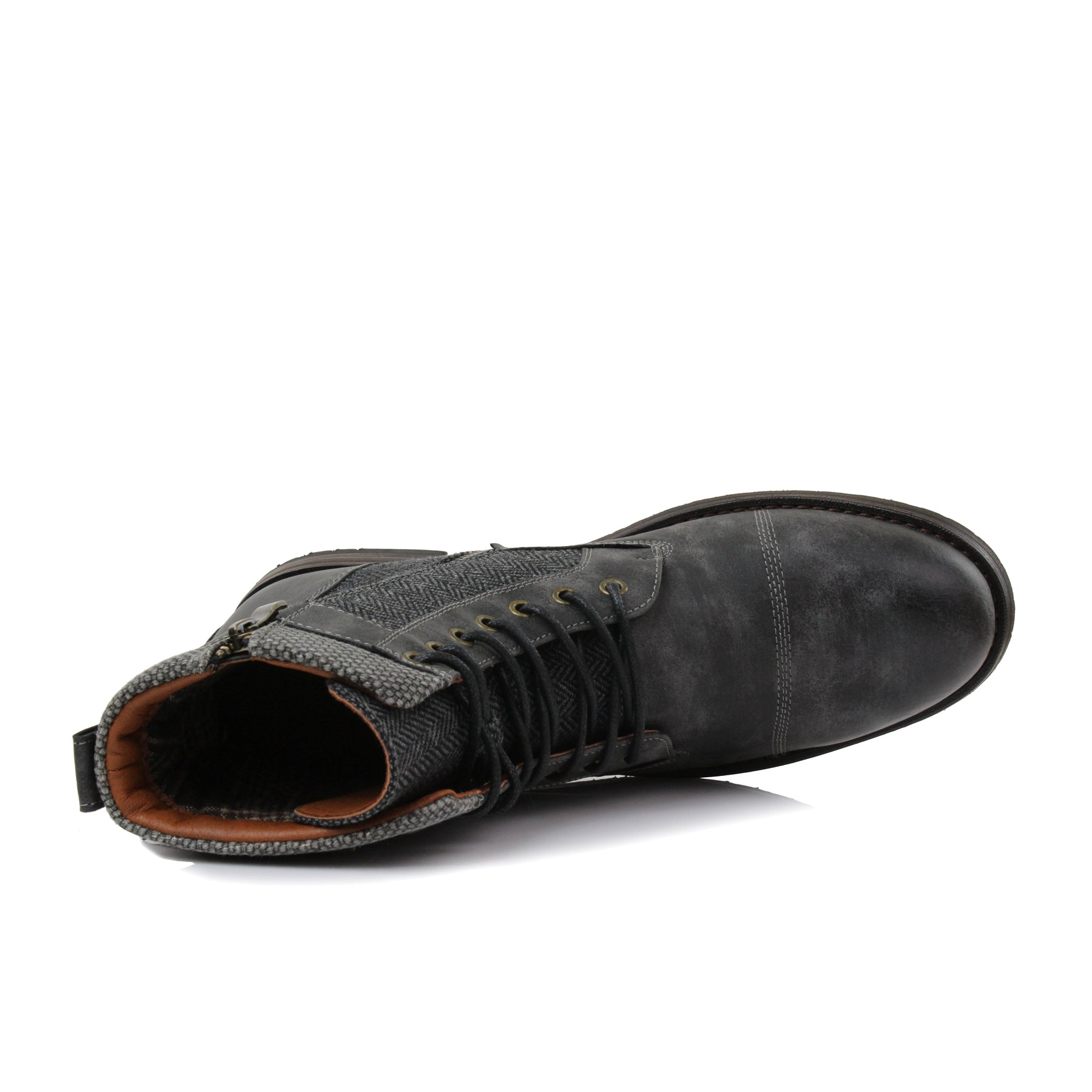 Rugged Duo-Textured Boots | Elijah by Polar Fox | Conal Footwear | Top-Down Angle View