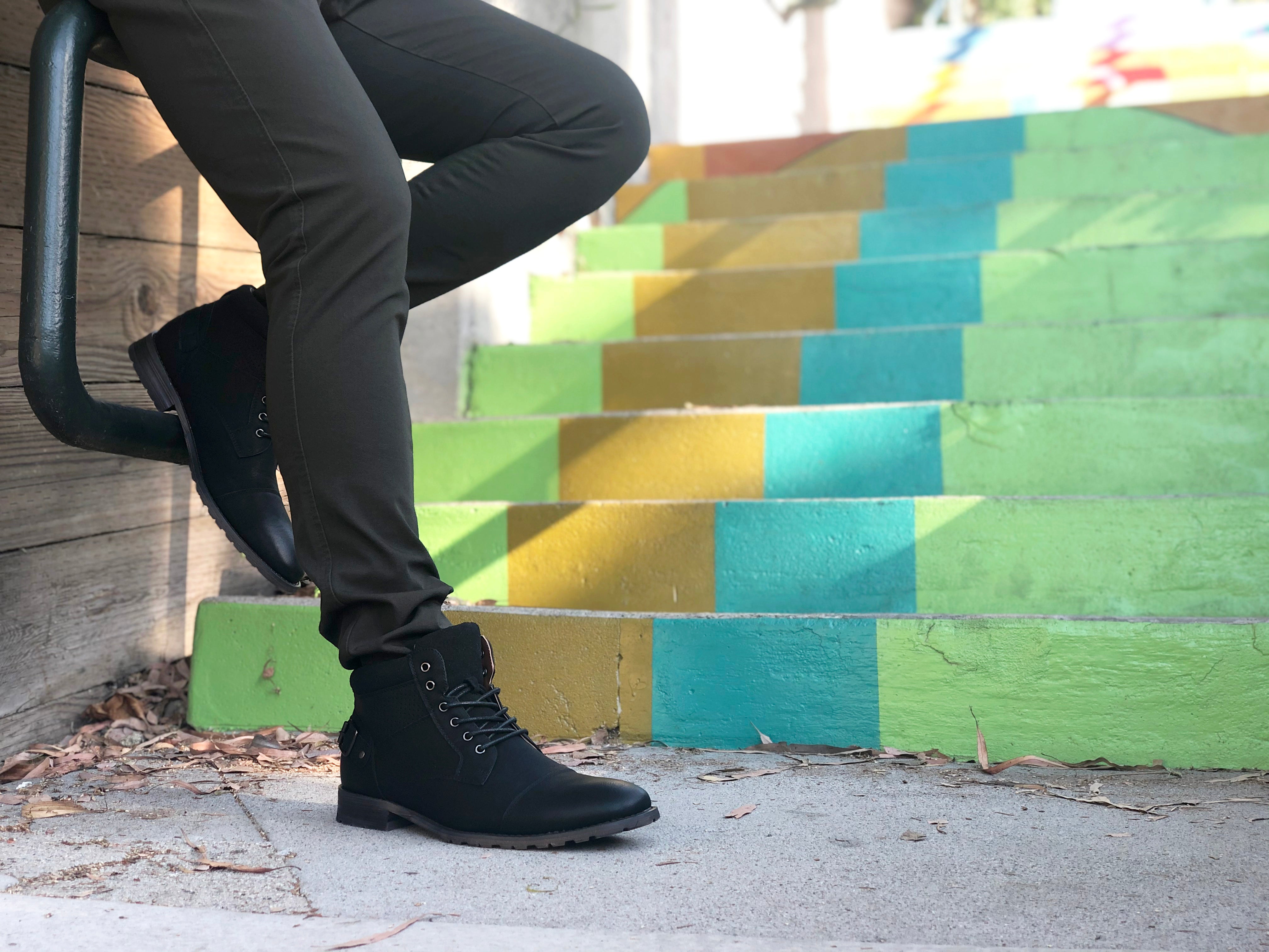 Textured Mid-Top Motorcycle Boots | Christopher by Polar Fox | Conal Footwear | Action Shot View