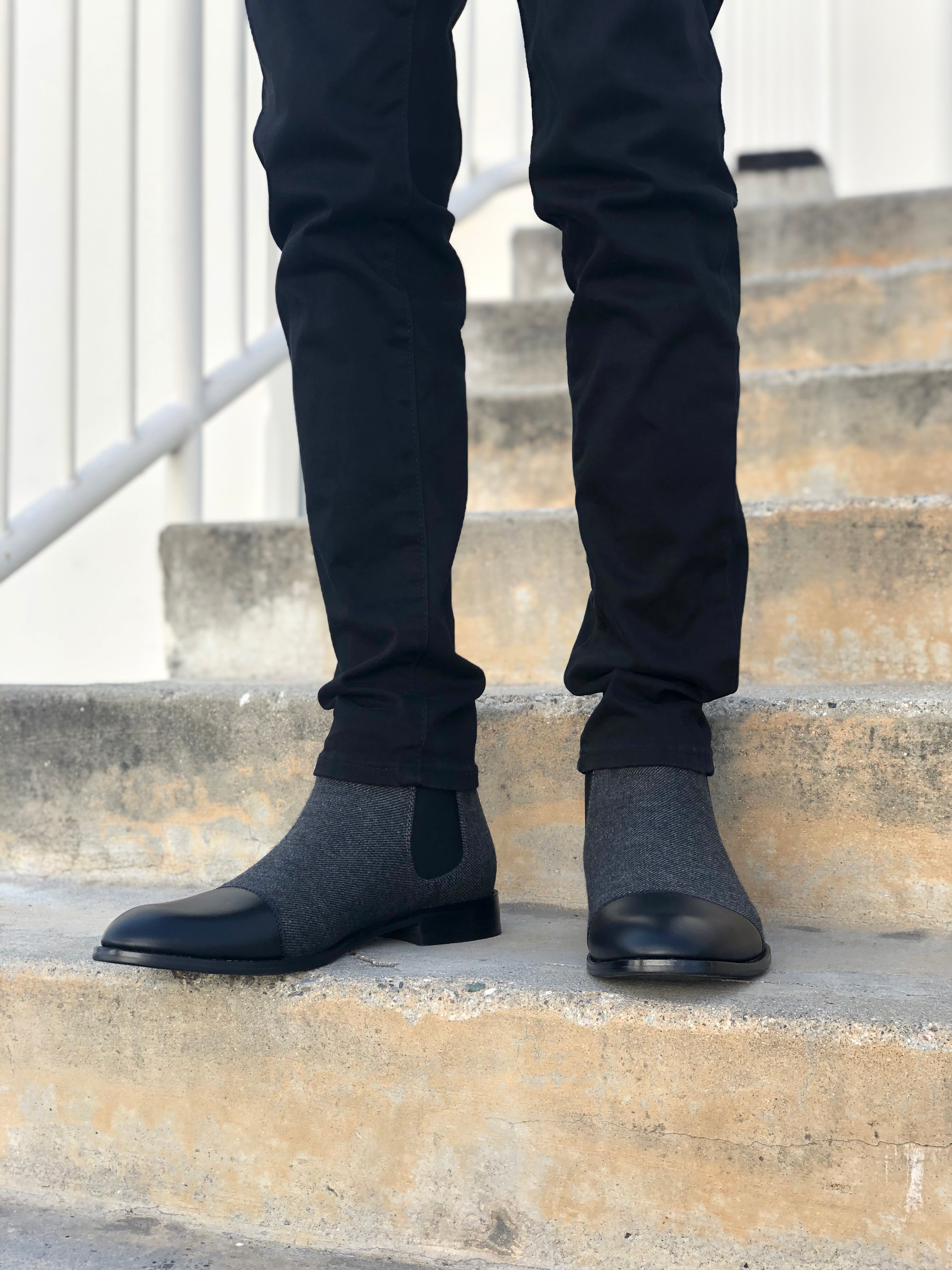 Duo-Textured Chelsea Boots | Forbes by Polar Fox | Conal Footwear | Action Shot 1