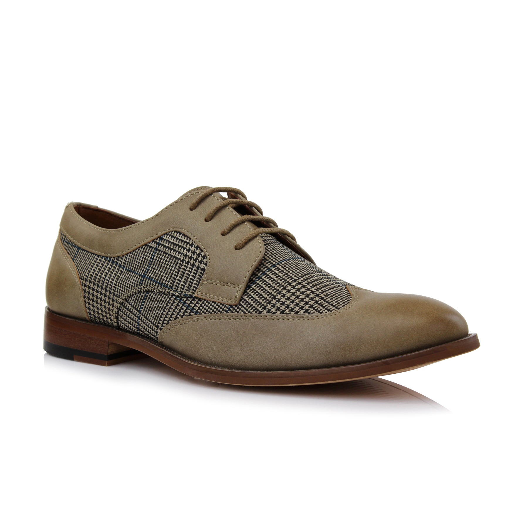 Plaid Wingtip Derby Shoes | Julian by Ferro Aldo | Conal Footwear | Main Angle View