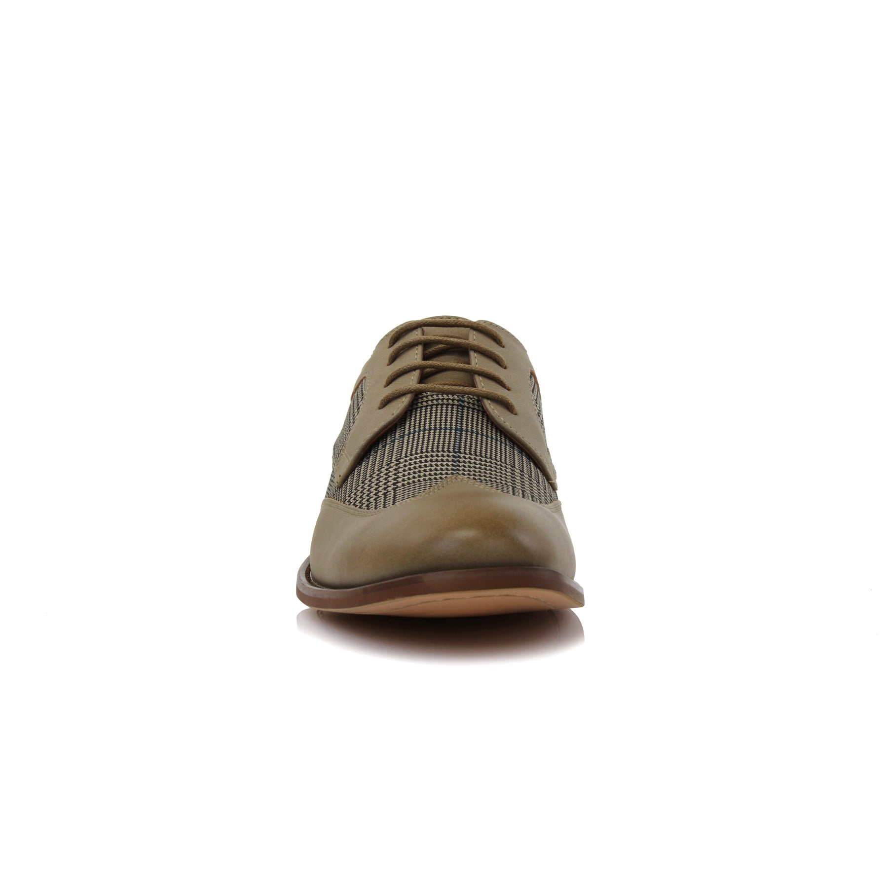 Plaid Wingtip Derby Shoes | Julian by Ferro Aldo | Conal Footwear | Front Angle View