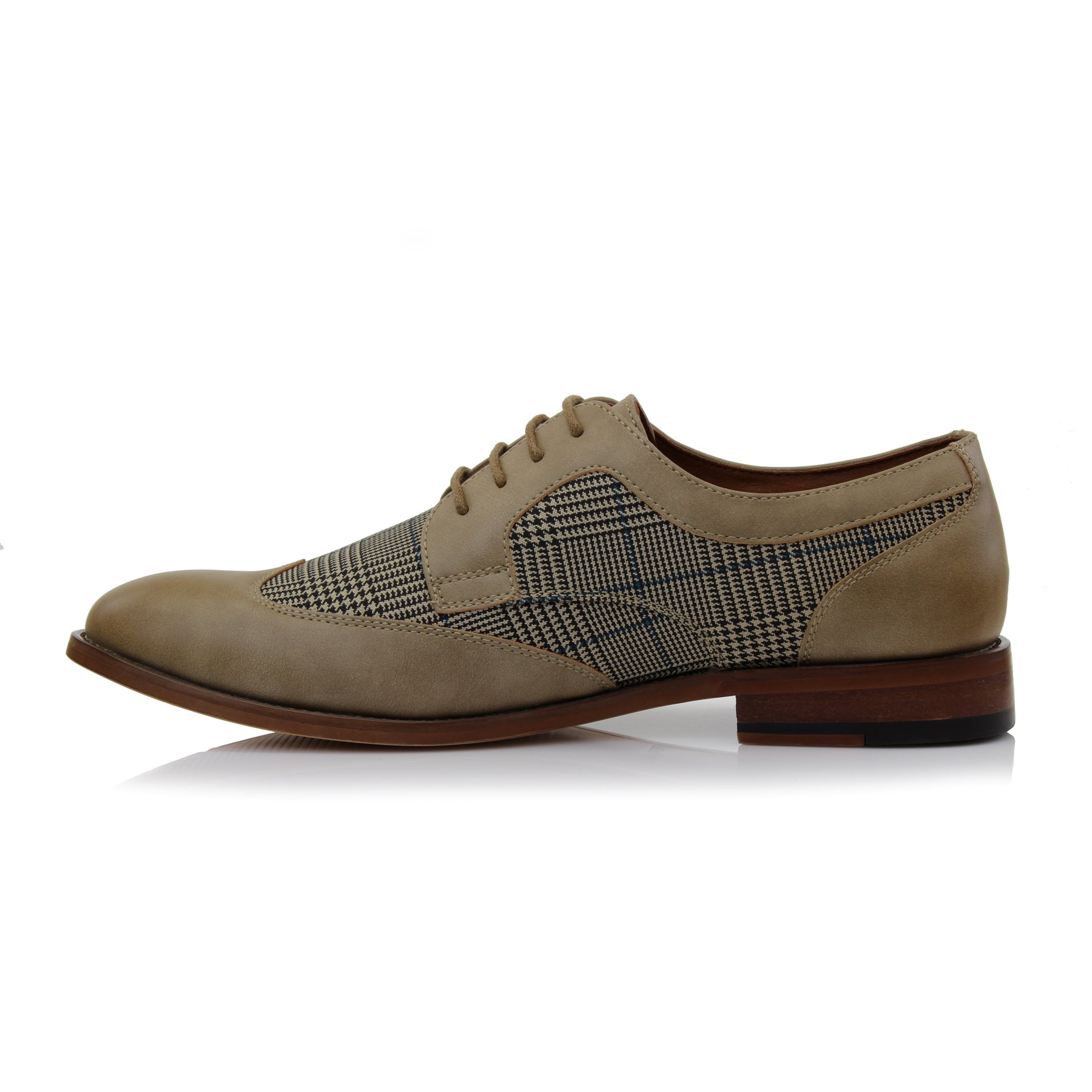 Plaid Wingtip Derby Shoes | Julian by Ferro Aldo | Conal Footwear | Inner Side Angle View