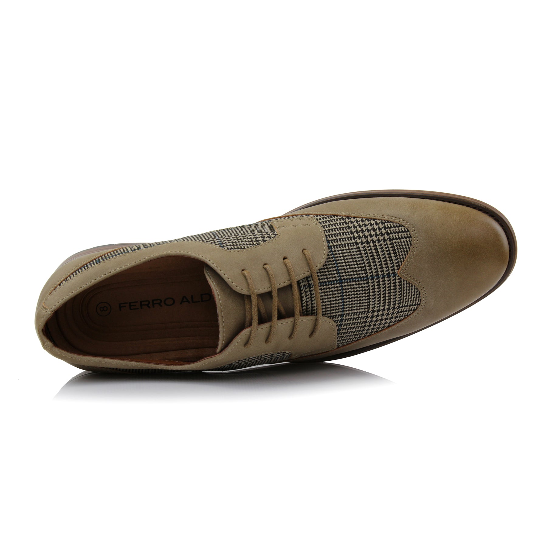 Plaid Wingtip Derby Shoes | Julian by Ferro Aldo | Conal Footwear | Top-Down Angle View