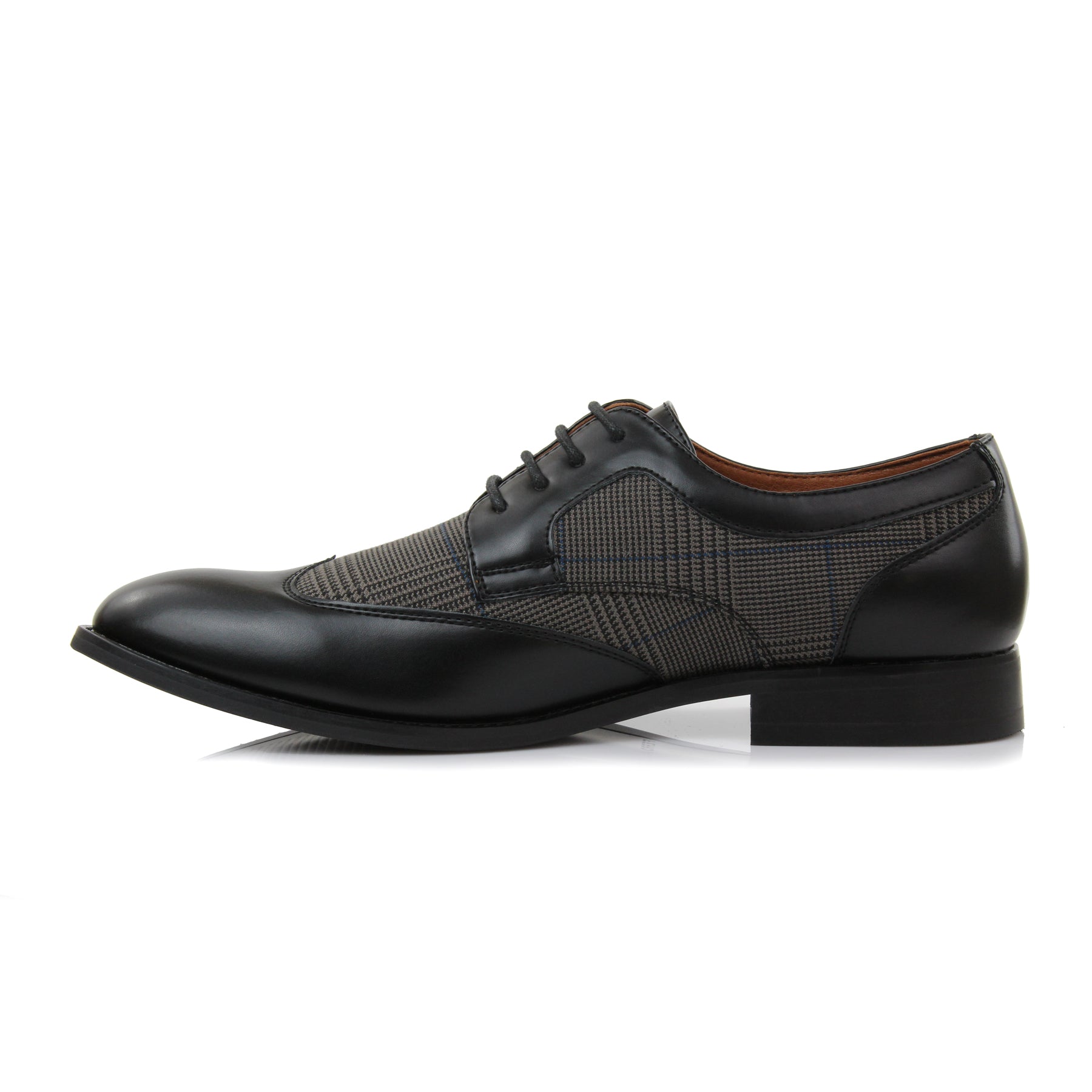 Plaid Wingtip Derby Shoes | Julian by Ferro Aldo | Conal Footwear | Inner Side Angle View