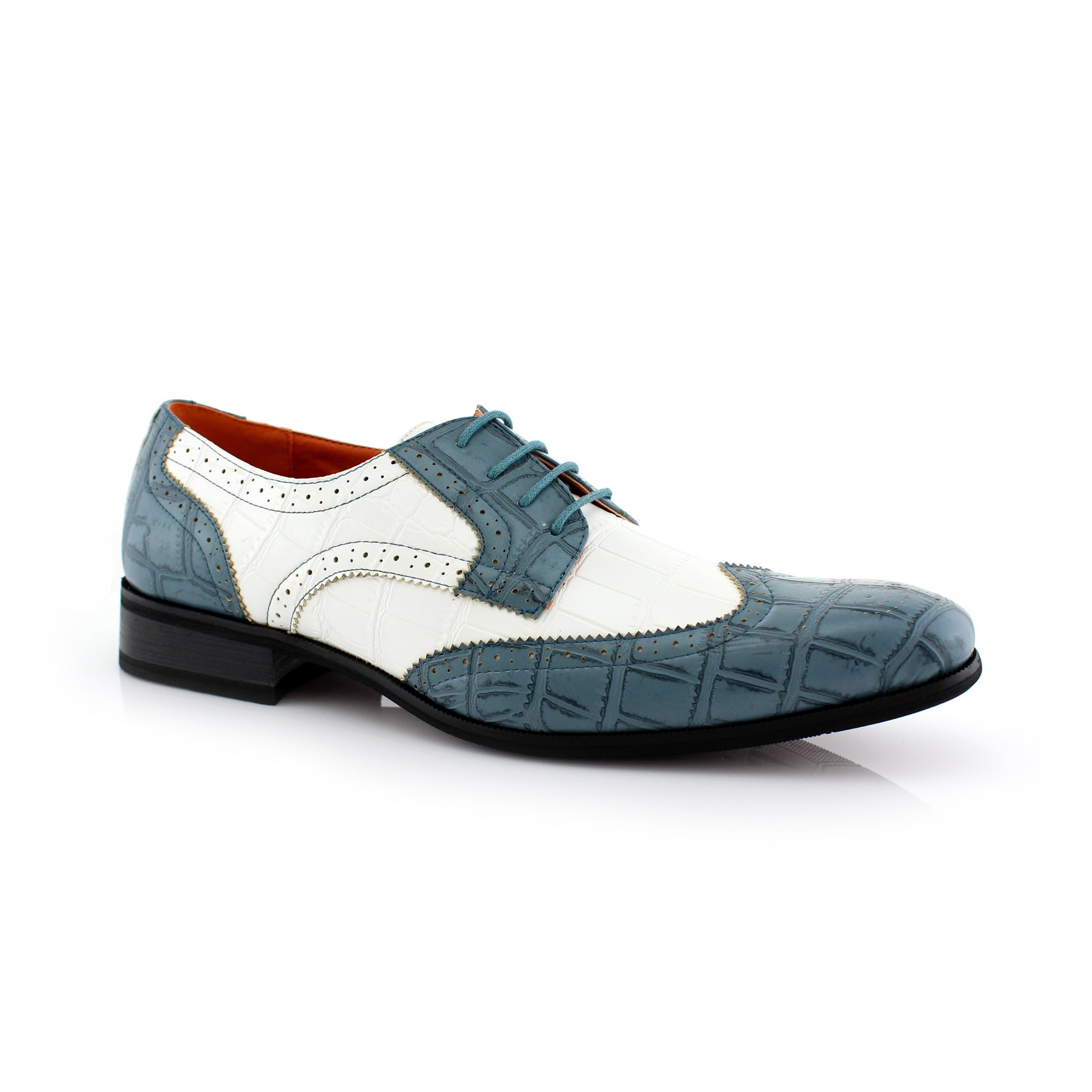 Embossed Two-Toned Wingtip Derby Dress Shoes | Carl by Ferro Aldo | Conal Footwear | Main Angle View