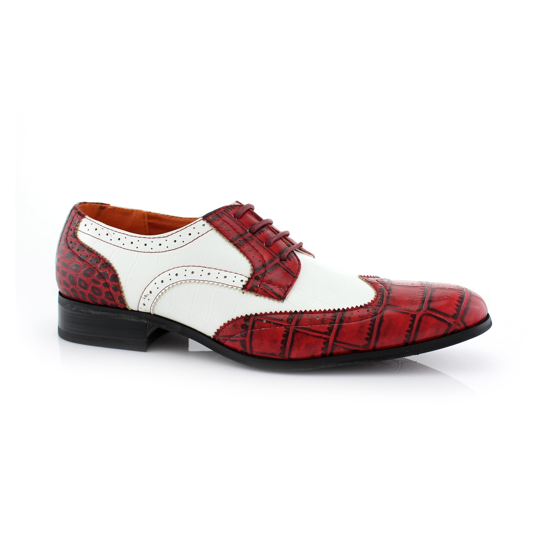 Embossed Two-Toned Wingtip Derby Dress Shoes | Carl by Ferro Aldo | Conal Footwear | Main Angle View
