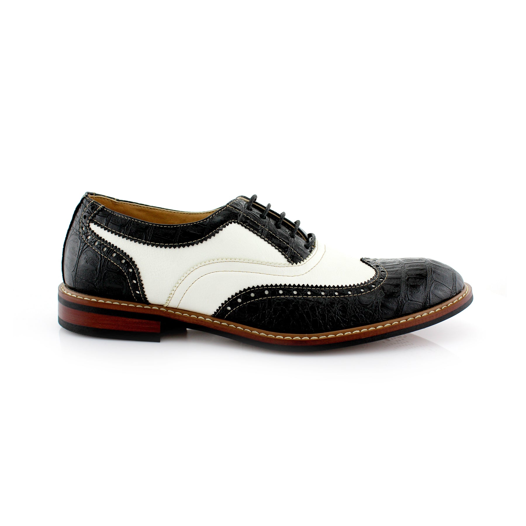 Two-Toned Brogue Wingtip Oxfords | Cooper by Ferro Aldo | Conal Footwear | Outer Side Angle View