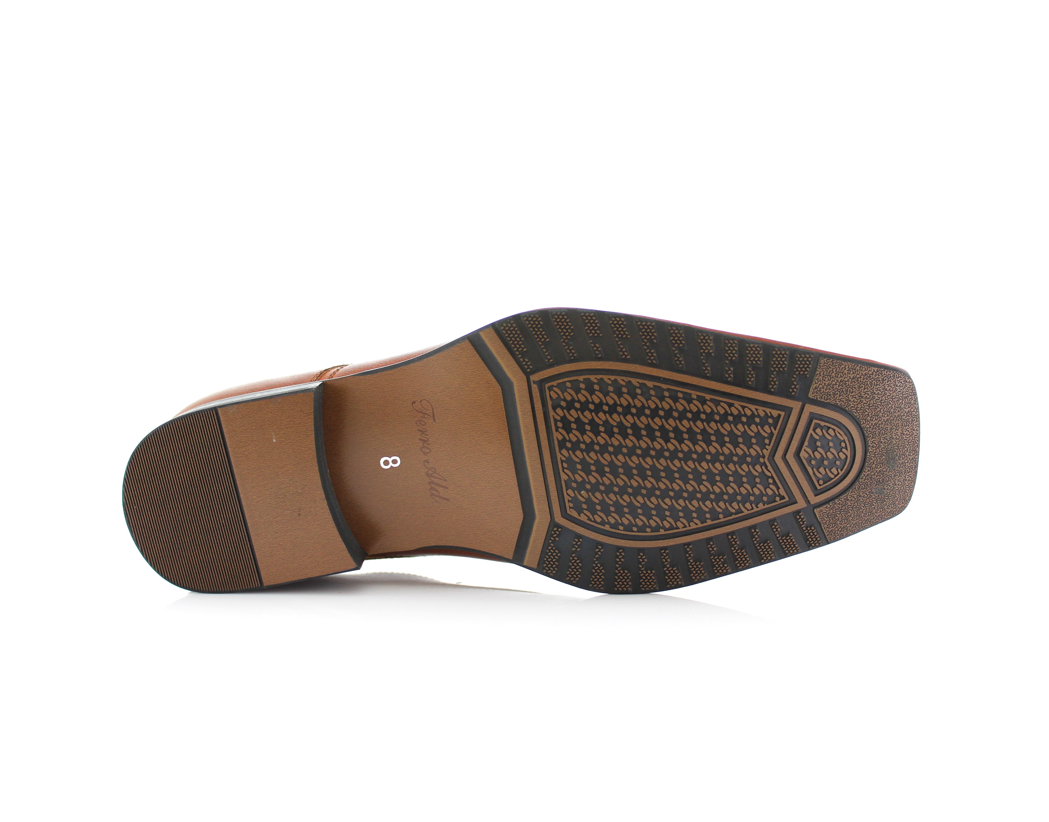 Square-Toe Embossed Leather Loafers | King by Delli Aldo | Conal Footwear | Bottom Sole Angle View