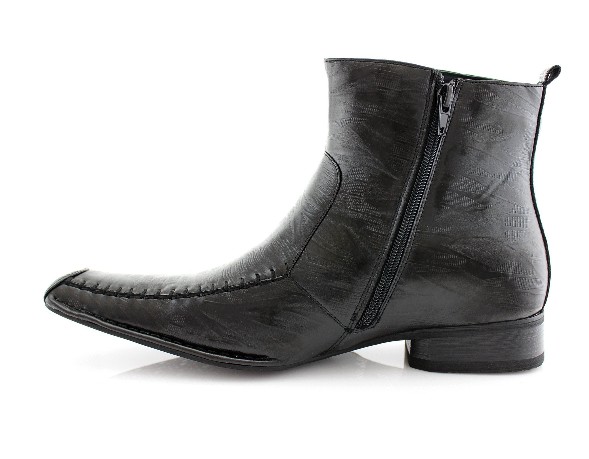 Embroidered Square Toe Western Boots | Aurelio by Delli Aldo | Conal Footwear | Inner Side Angle View
