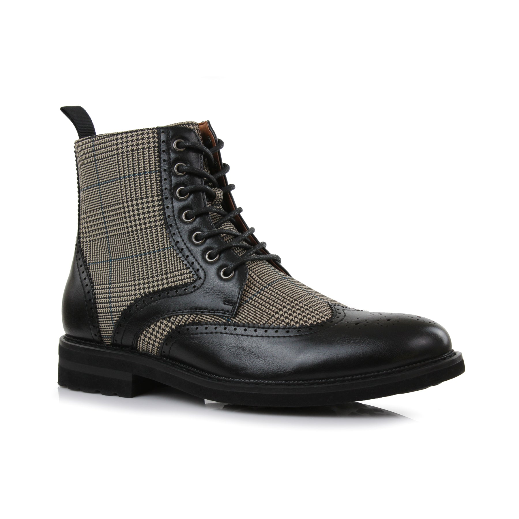 Plaid Brogue Wingtip Boots | Manchester by Polar Fox | Conal Footwear | Main Angle View