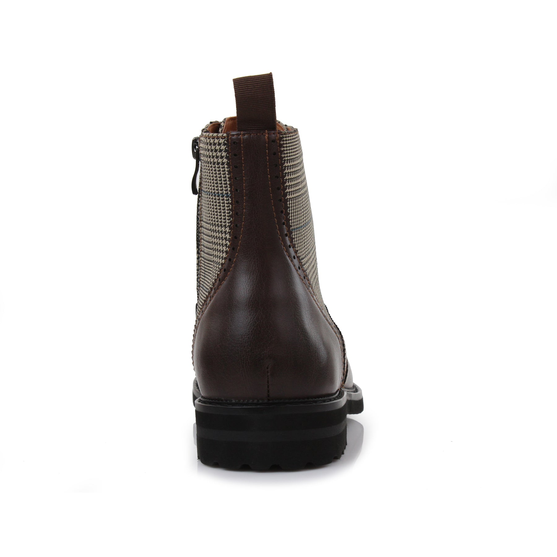 Plaid Brogue Wingtip Boots | Manchester by Polar Fox | Conal Footwear | Back Angle View