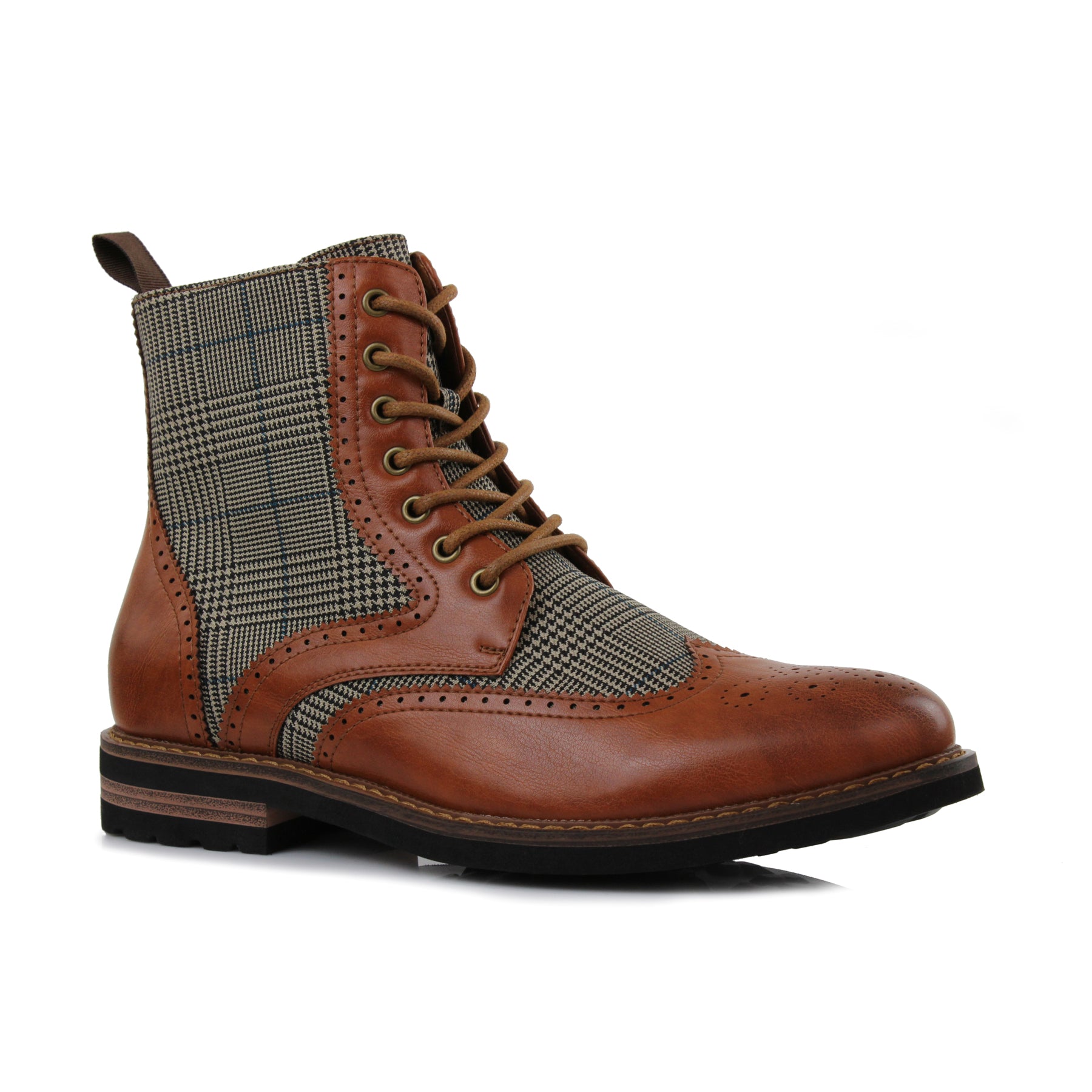 Plaid Brogue Wingtip Boots | Manchester by Polar Fox | Conal Footwear | Main Angle View
