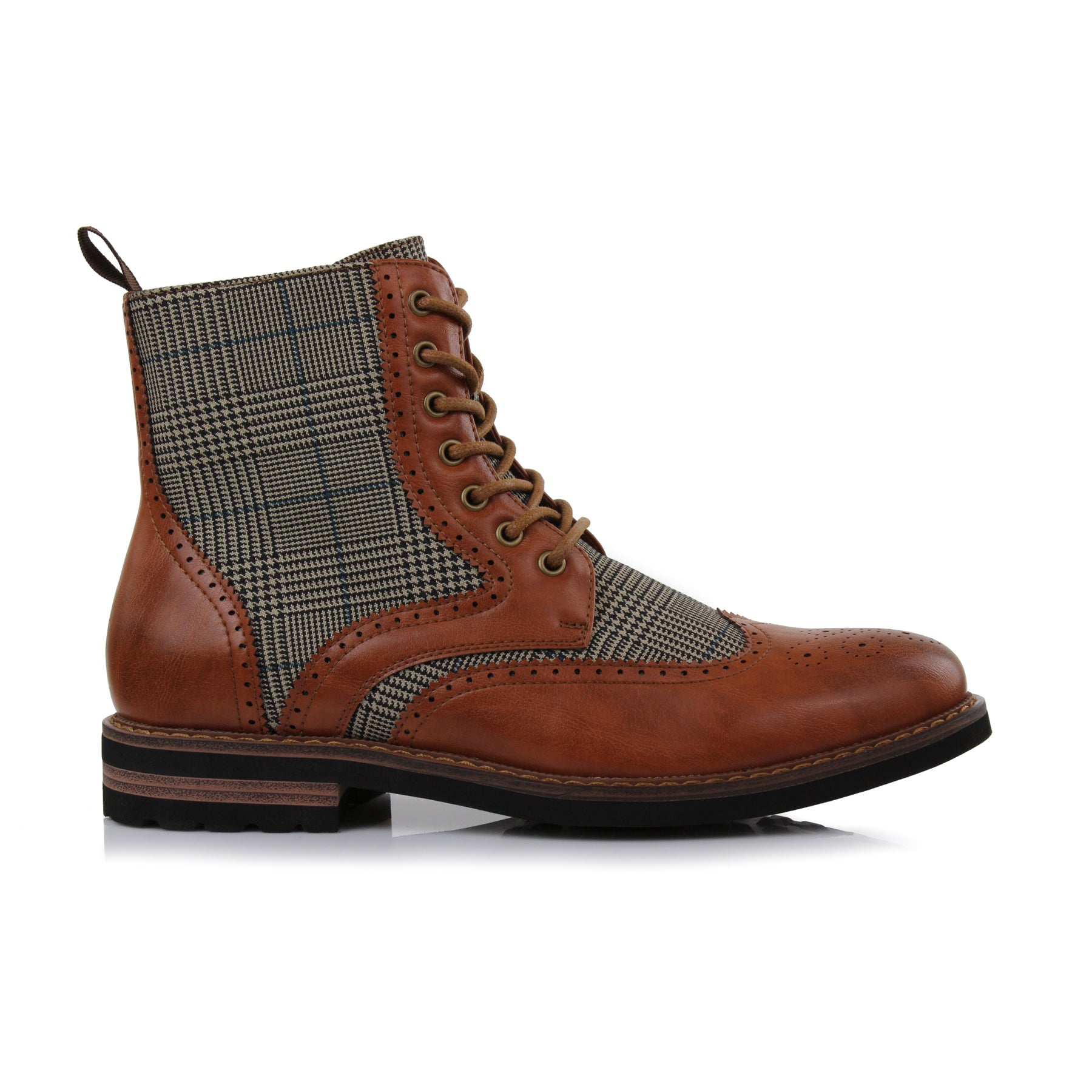 Plaid Brogue Wingtip Boots | Manchester by Polar Fox | Conal Footwear | Outer Side Angle View