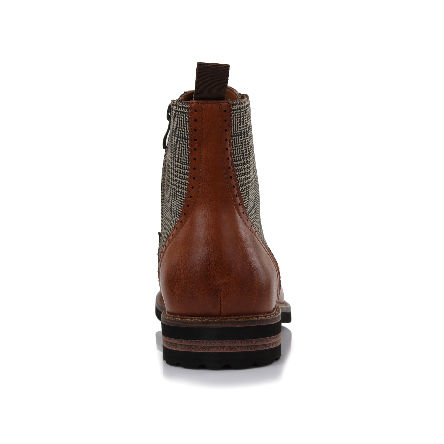 Plaid Brogue Wingtip Boots | Manchester by Polar Fox | Conal Footwear | Back Angle View