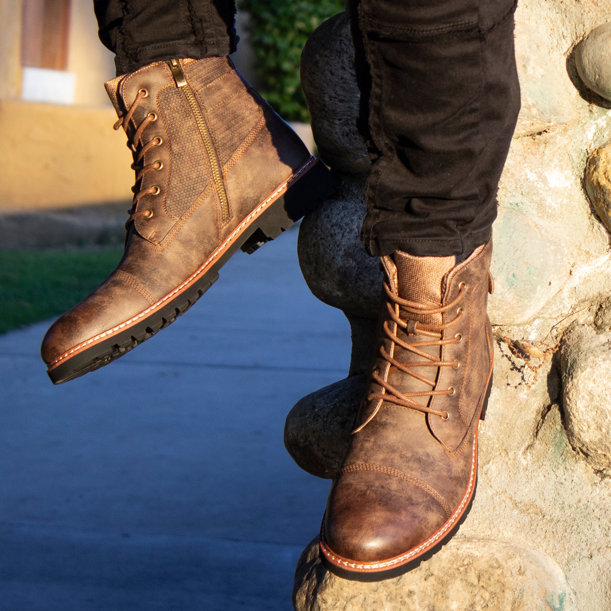 Textured Upper Combat Boots | Mcconnell by Polar Fox | Conal Footwear | Action Shot 2