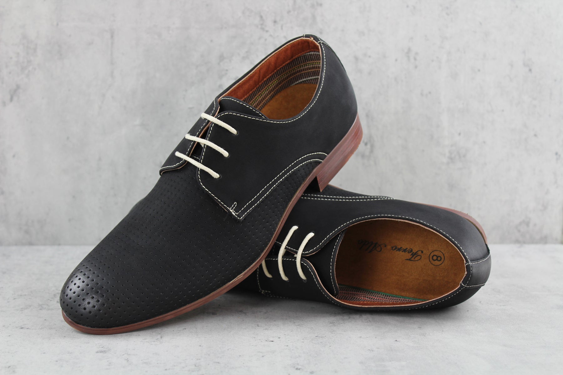 Burnished Perforated Derby Shoes | Isaiah by Ferro Aldo | Conal Footwear | Photographic Shot 2