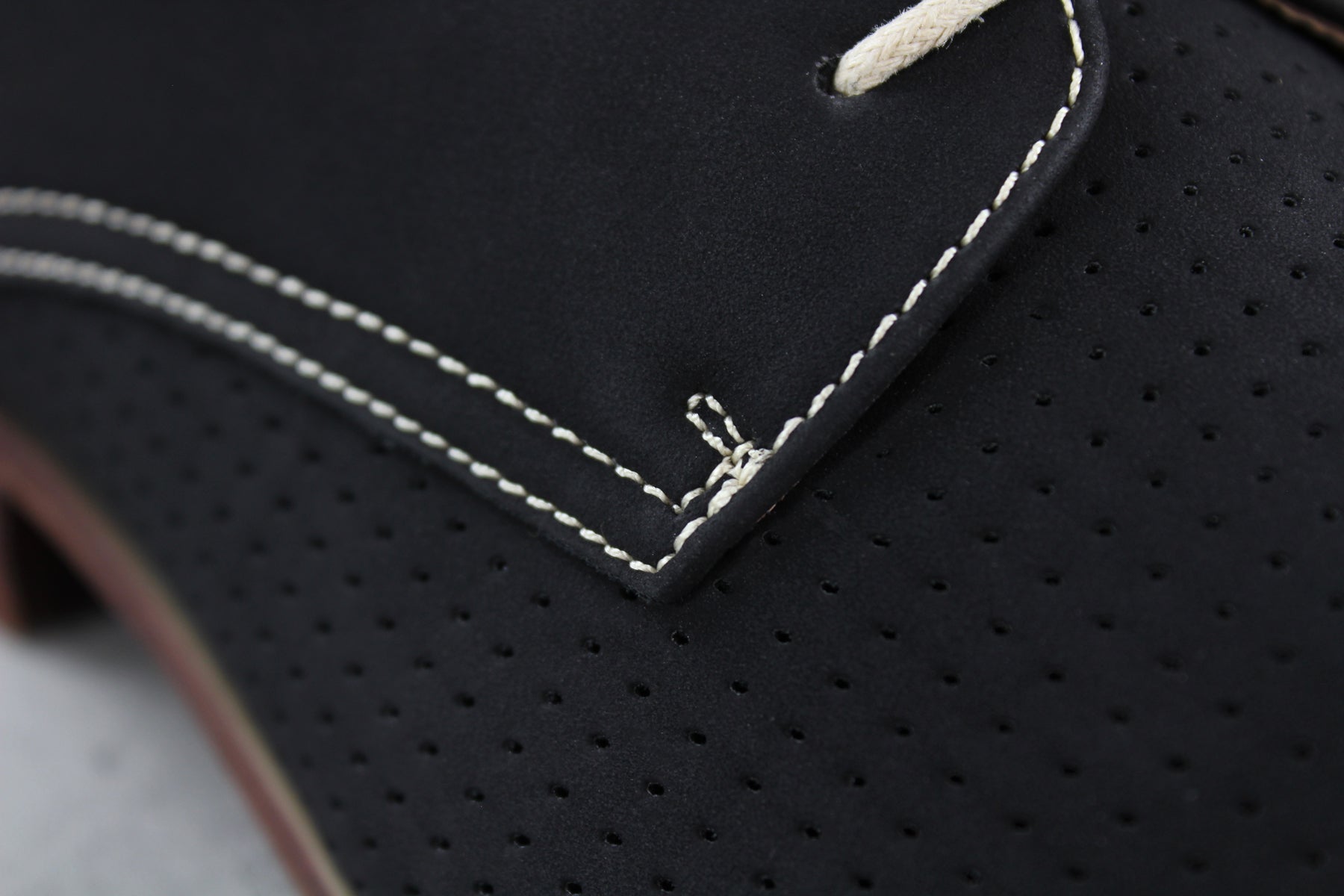 Burnished Perforated Derby Shoes | Isaiah by Ferro Aldo | Conal Footwear | Close-Up Upper Angle View