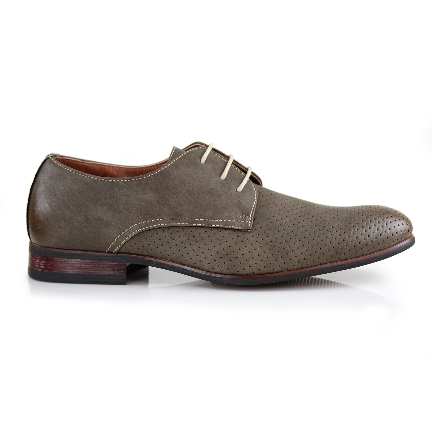 Burnished Perforated Derby Shoes | Isaiah by Ferro Aldo | Conal Footwear | Outer Side Angle View