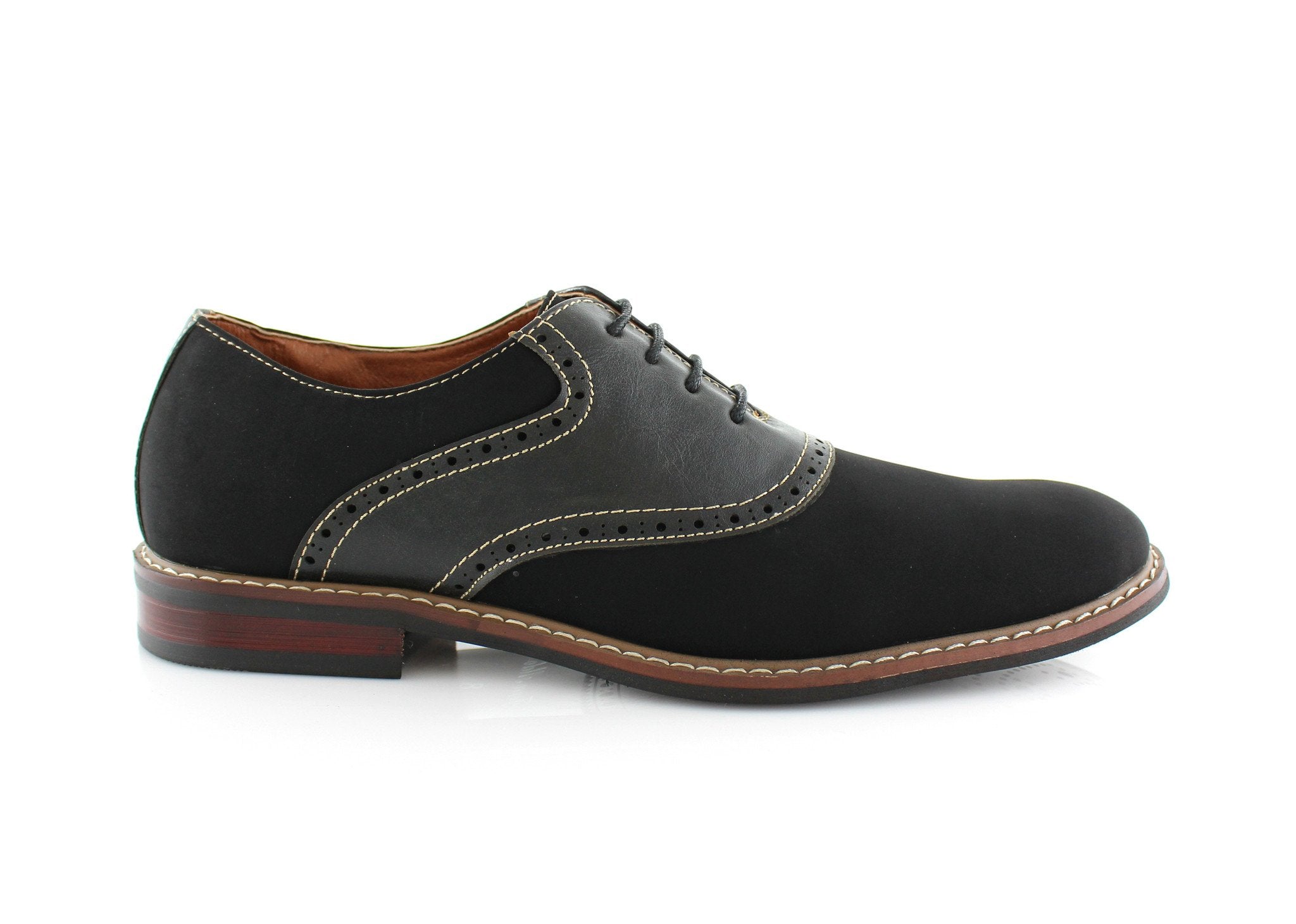 Two-Toned Perforated Oxfords | Jordan by Ferro Aldo | Conal Footwear | Outer Side Angle View