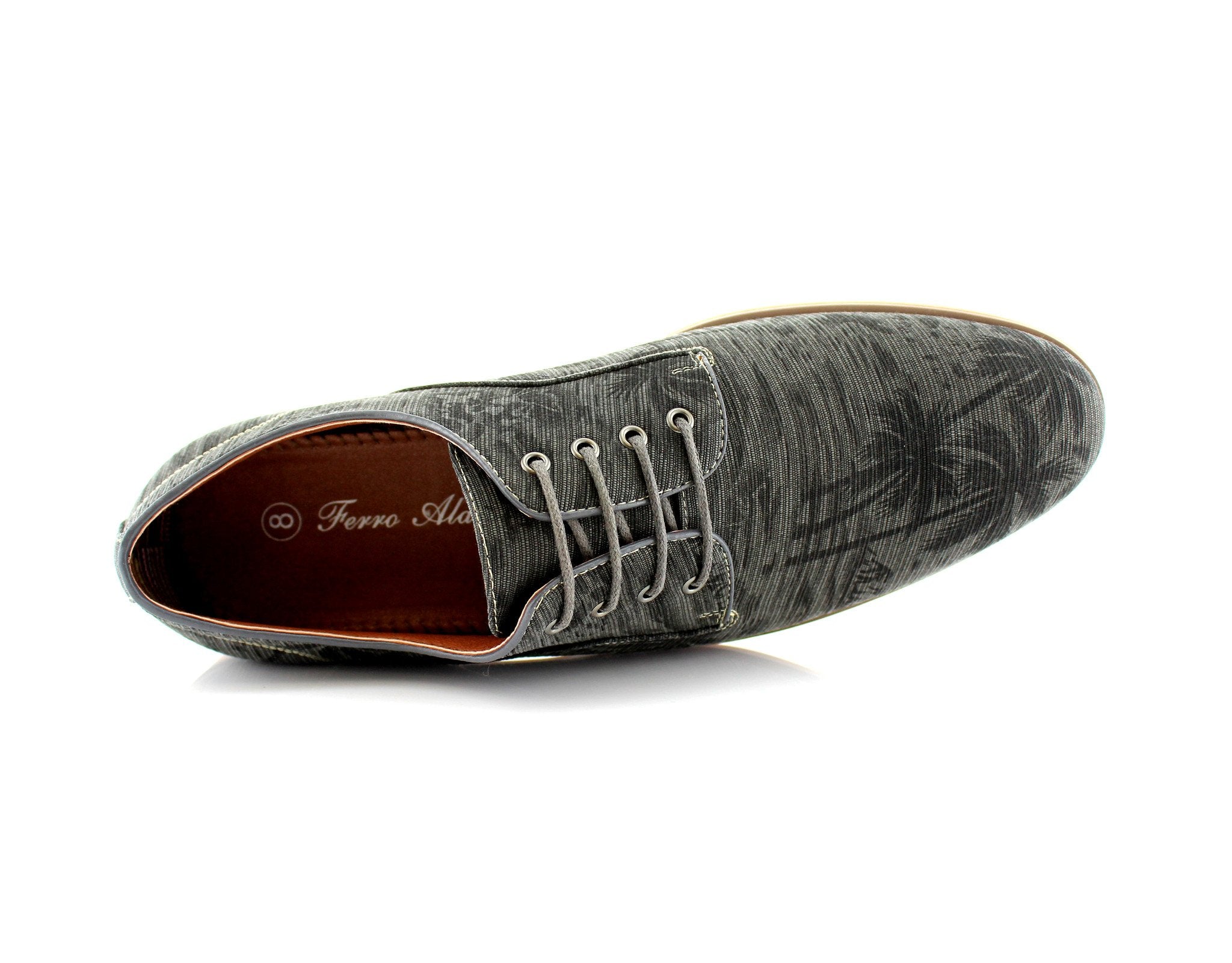Palm Tree Print Derby Shoes | Paco by Ferro Aldo | Conal Footwear | Top-Down Angle View