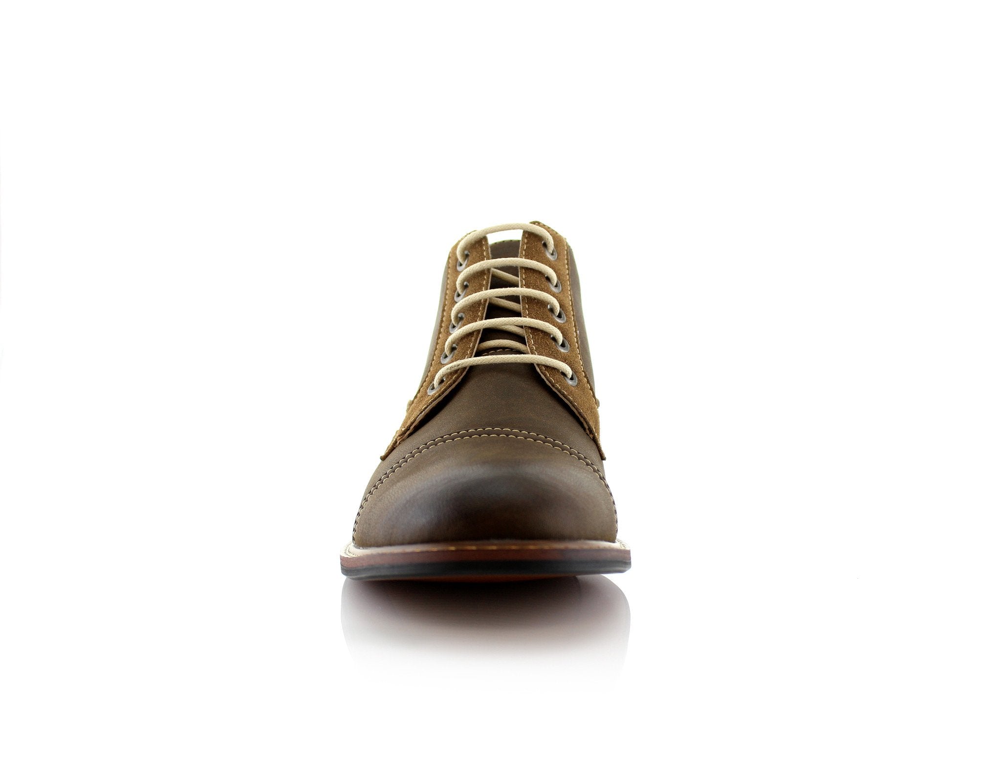 Duo-Textured Ankle Derby Boots | Eli by Ferro Aldo | Conal Footwear | Front Angle View