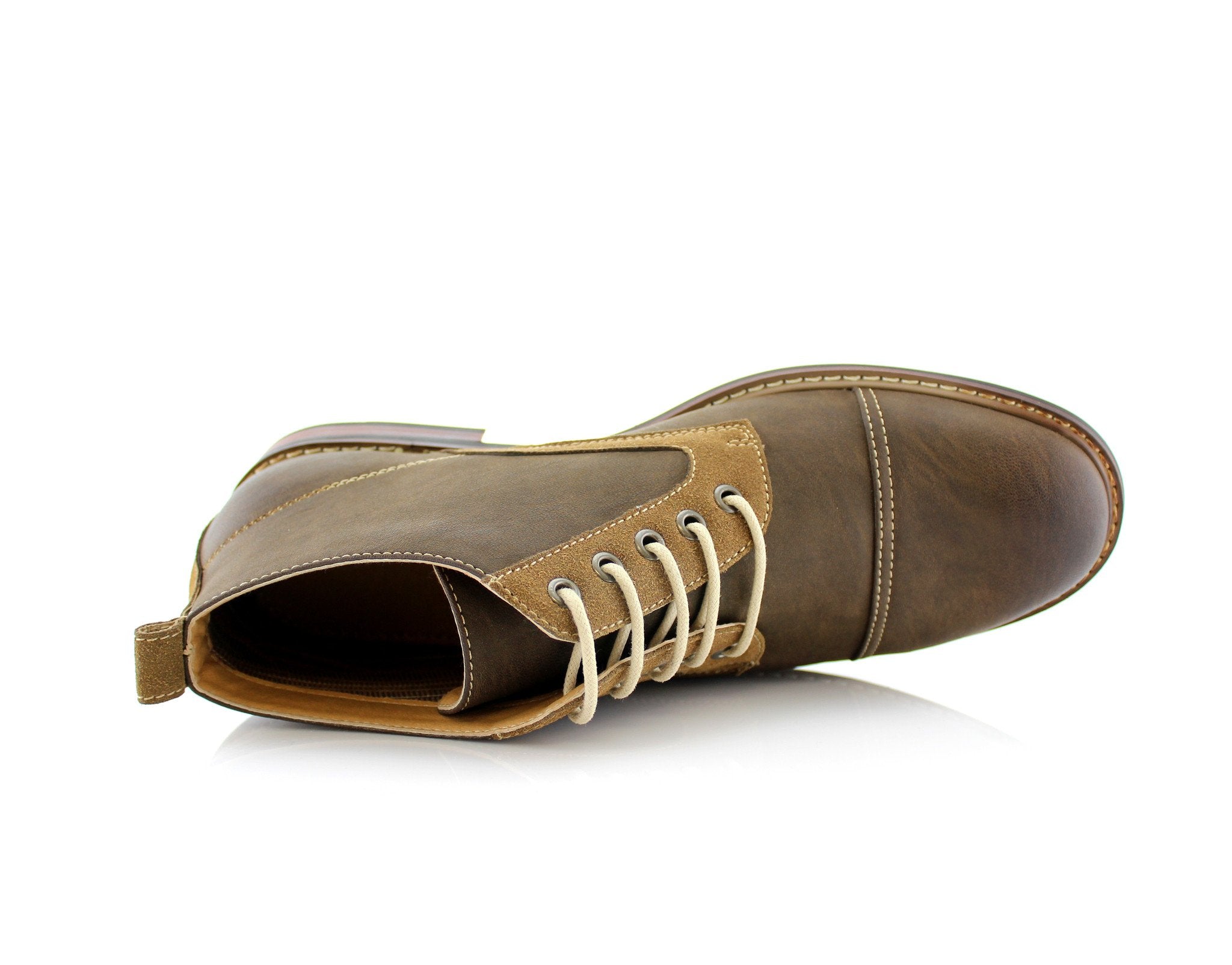 Duo-Textured Ankle Derby Boots | Eli by Ferro Aldo | Conal Footwear | Top-Down Angle View