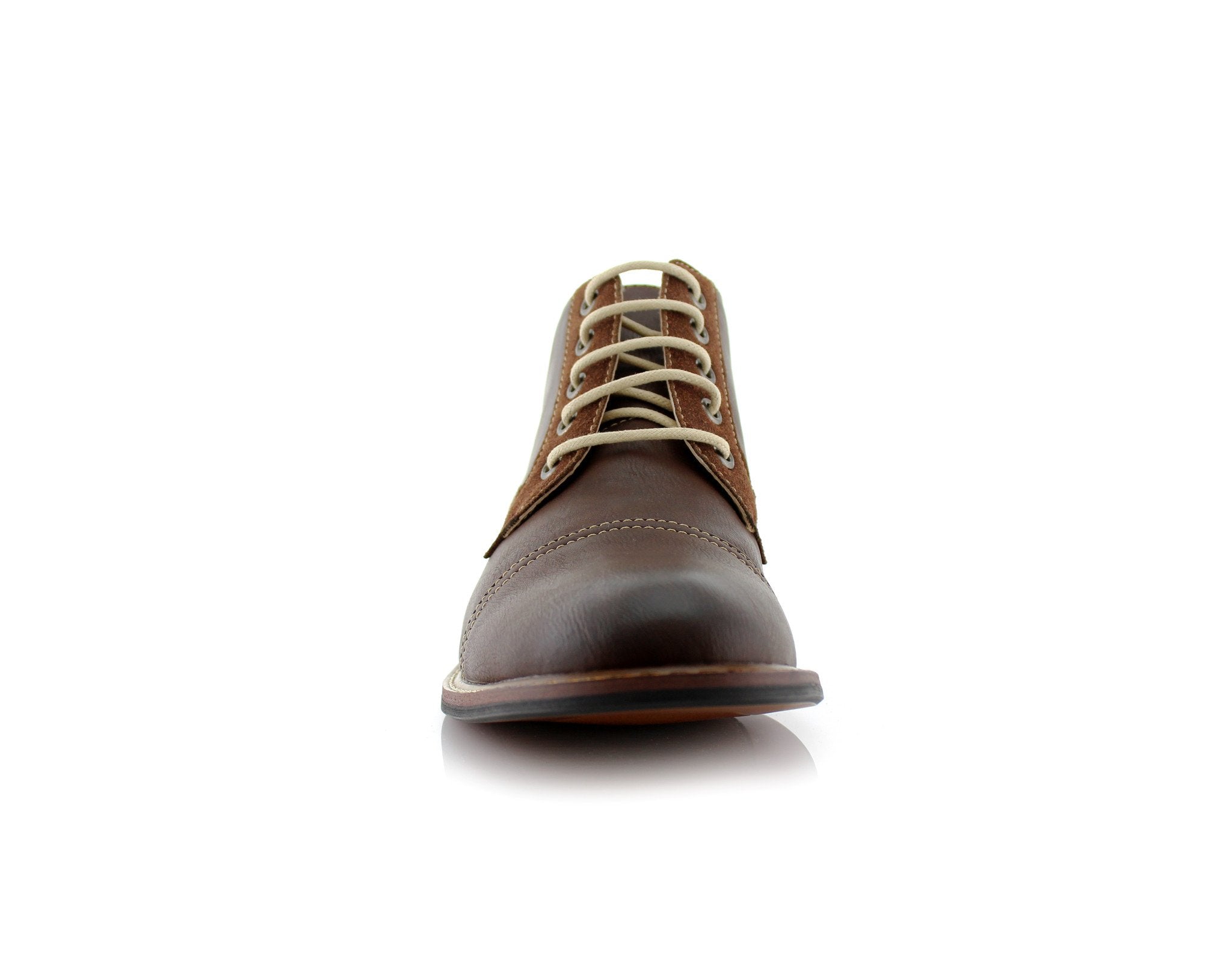 Duo-Textured Ankle Derby Boots | Eli by Ferro Aldo | Conal Footwear | Front Angle View