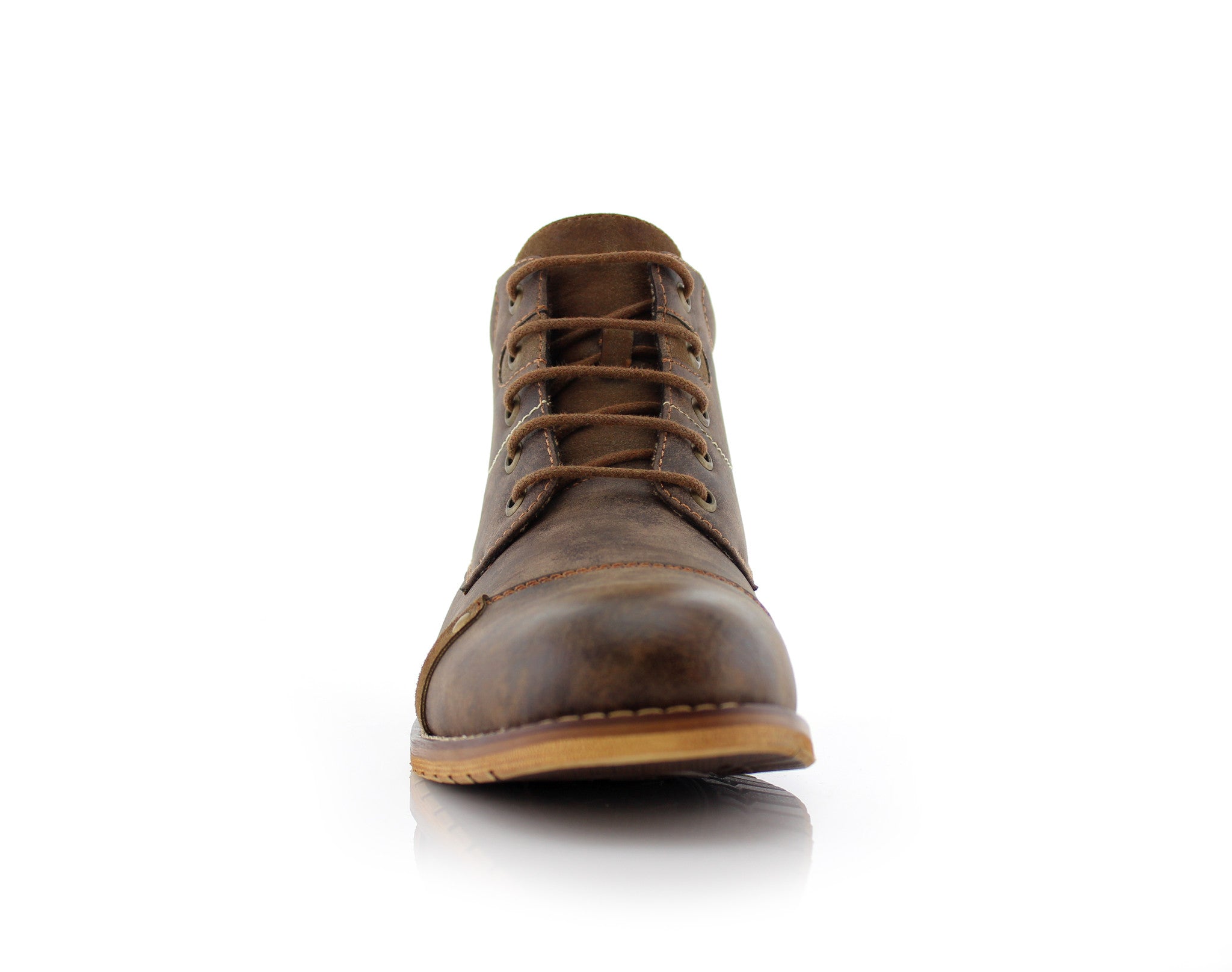 Burnished Upper Cap-Toe Boots | Colin by Ferro Aldo | Conal Footwear | Front Angle View