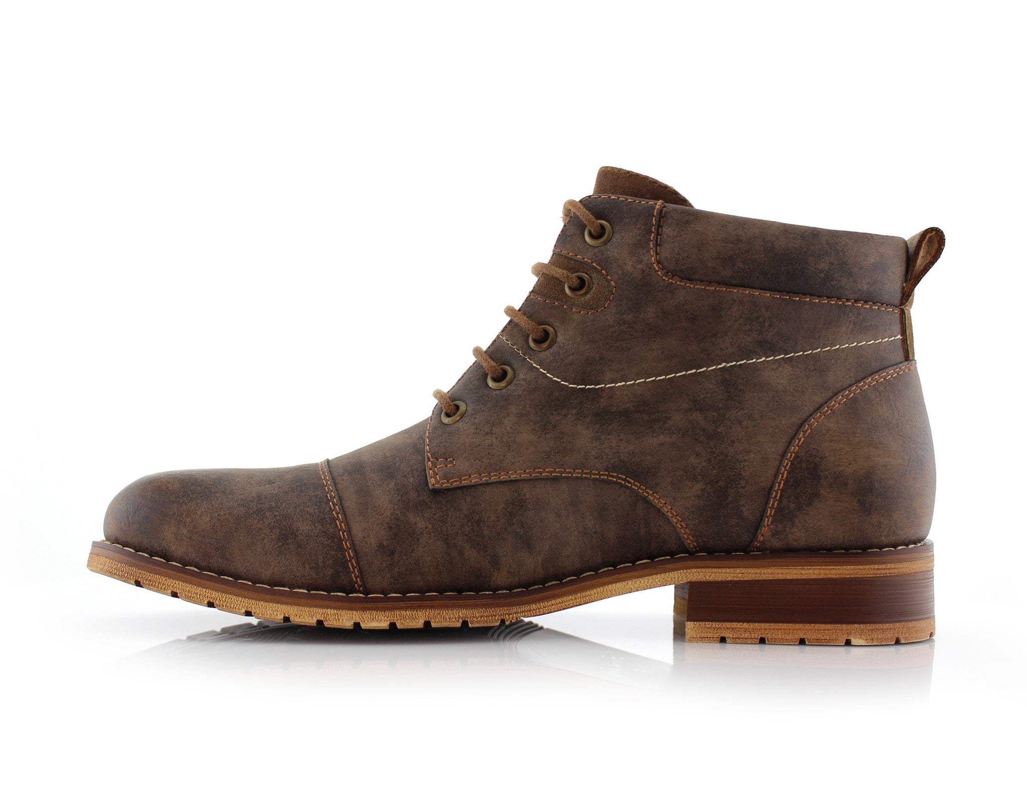 Burnished Upper Cap-Toe Boots | Colin by Ferro Aldo | Conal Footwear | Inner Side Angle View