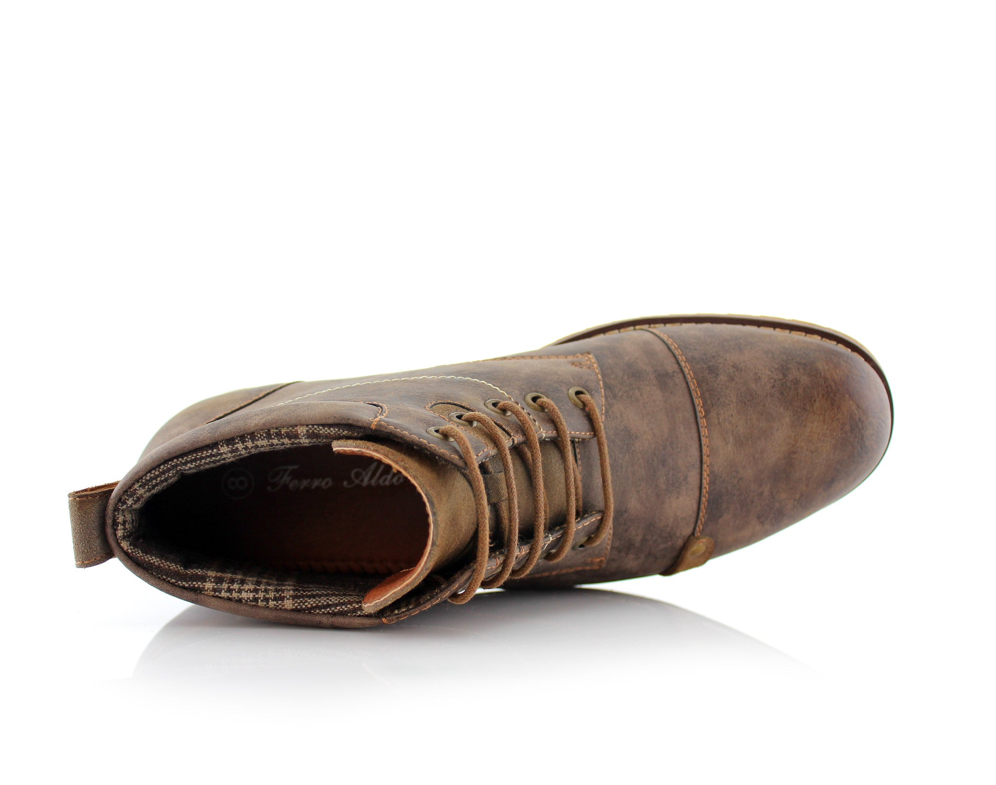 Burnished Upper Cap-Toe Boots | Colin by Ferro Aldo | Conal Footwear | Top-Down Angle View