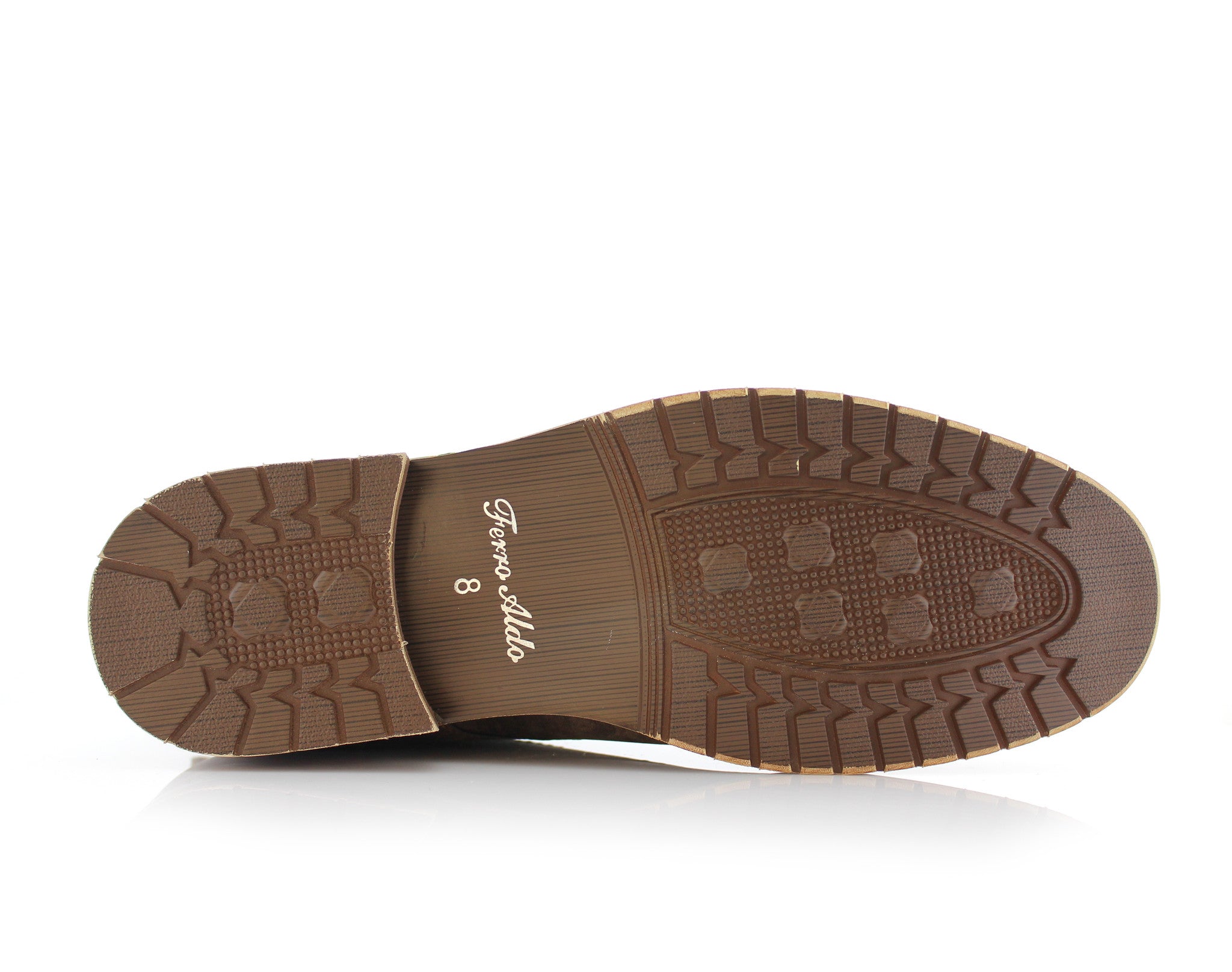 Burnished Upper Cap-Toe Boots | Colin by Ferro Aldo | Conal Footwear | Bottom Sole Angle View