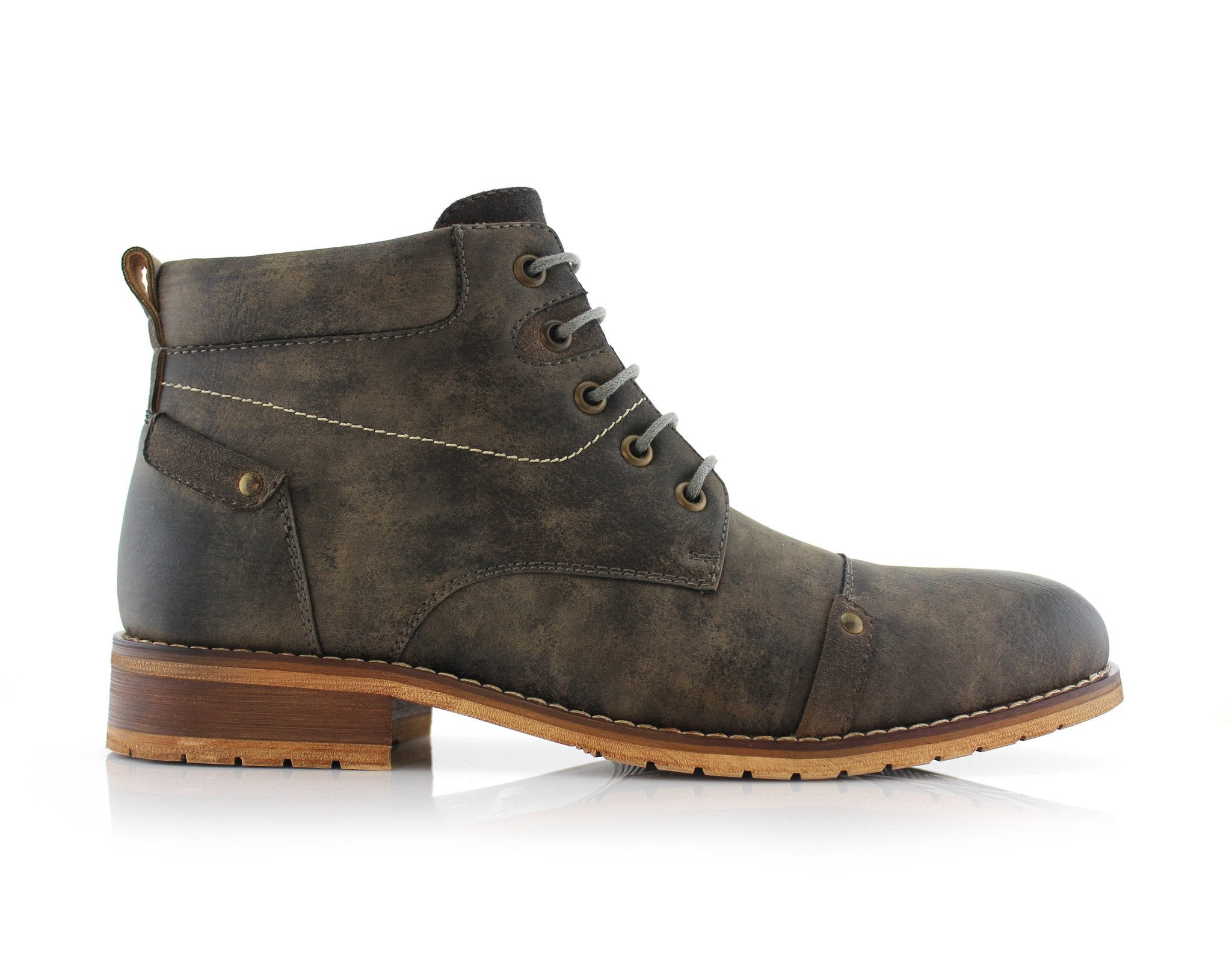 Burnished Upper Cap-Toe Boots | Colin by Ferro Aldo | Conal Footwear | Outer Side Angle View