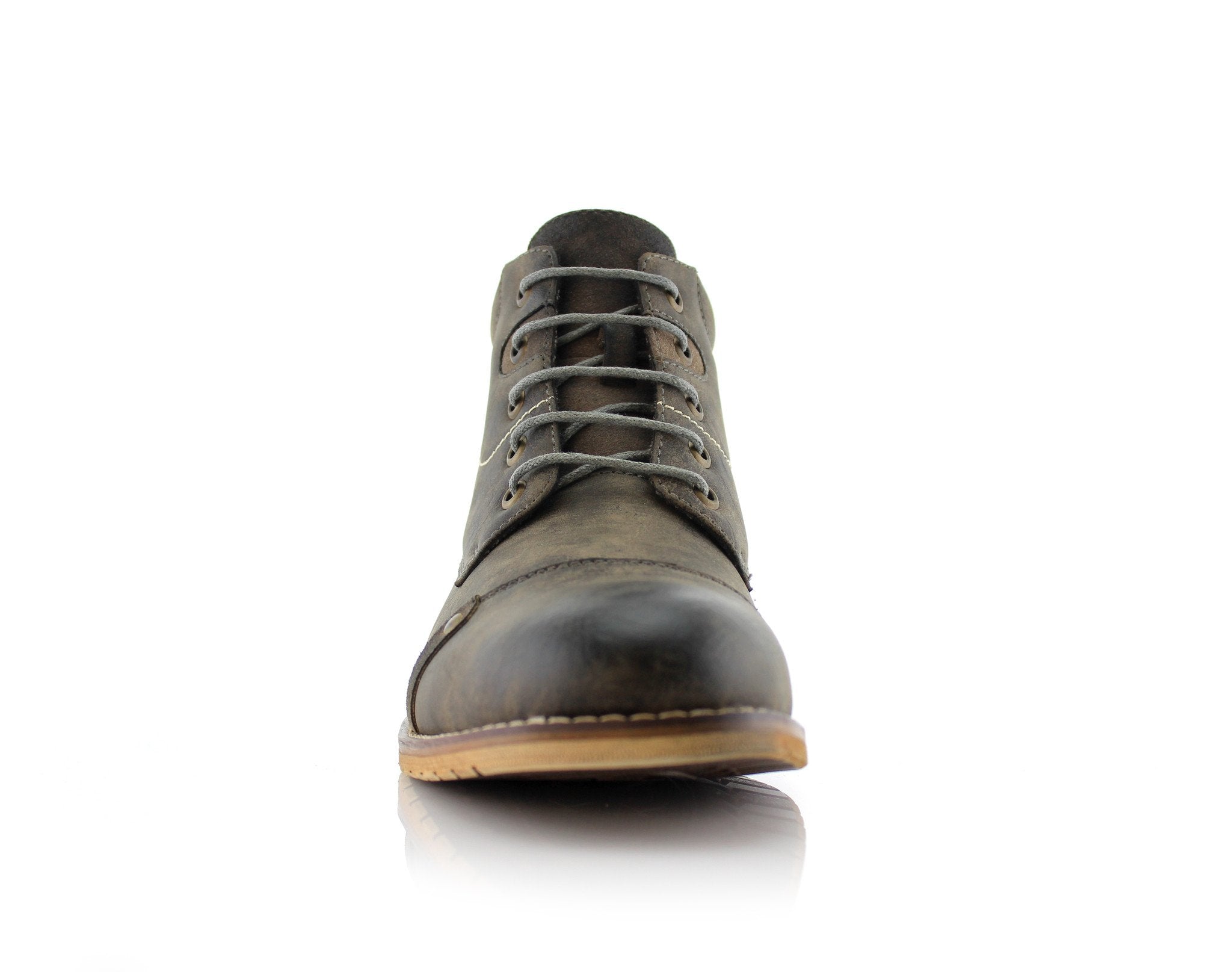 Burnished Upper Cap-Toe Boots | Colin by Ferro Aldo | Conal Footwear | Front Angle View