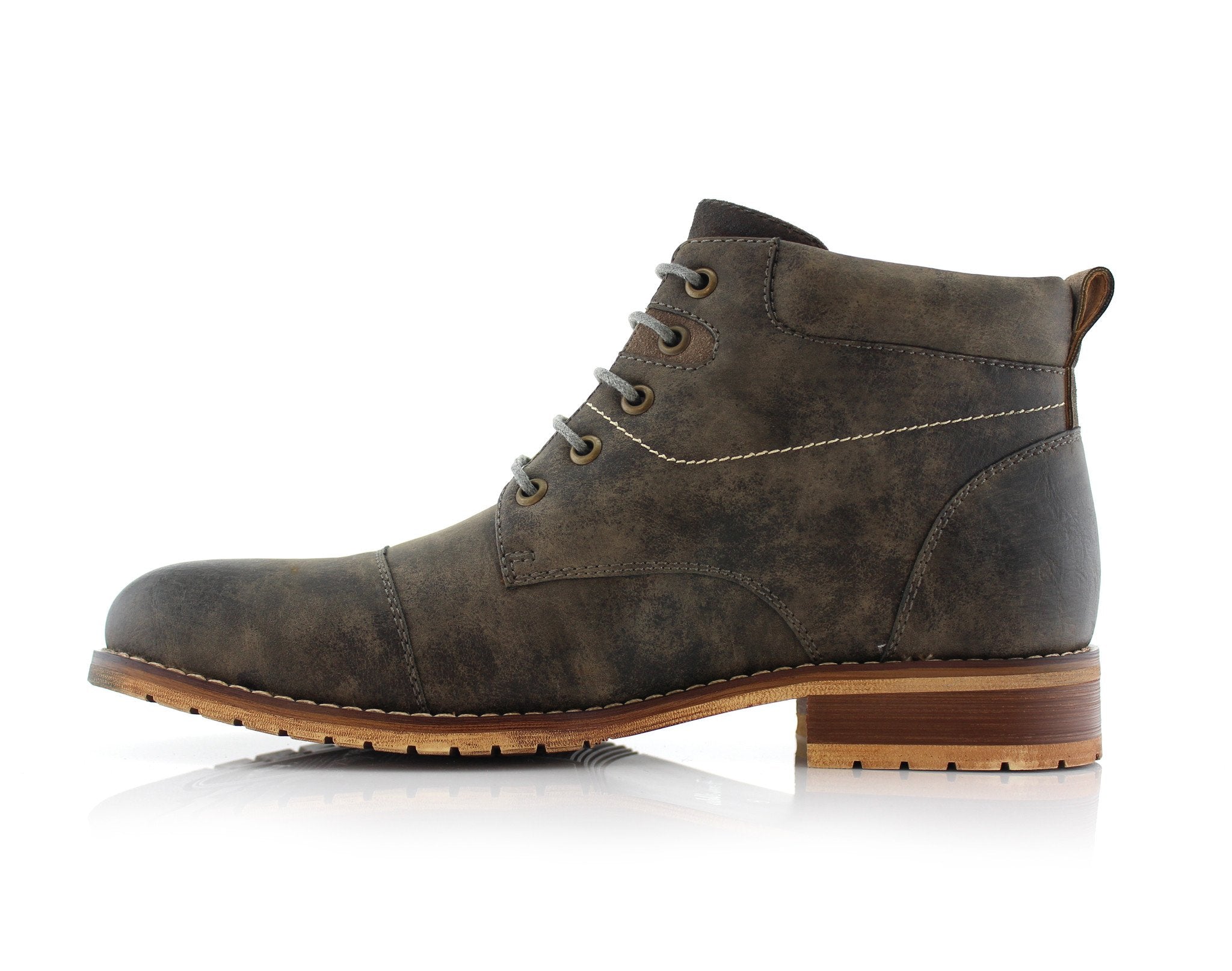 Burnished Upper Cap-Toe Boots | Colin by Ferro Aldo | Conal Footwear | Inner Side Angle View