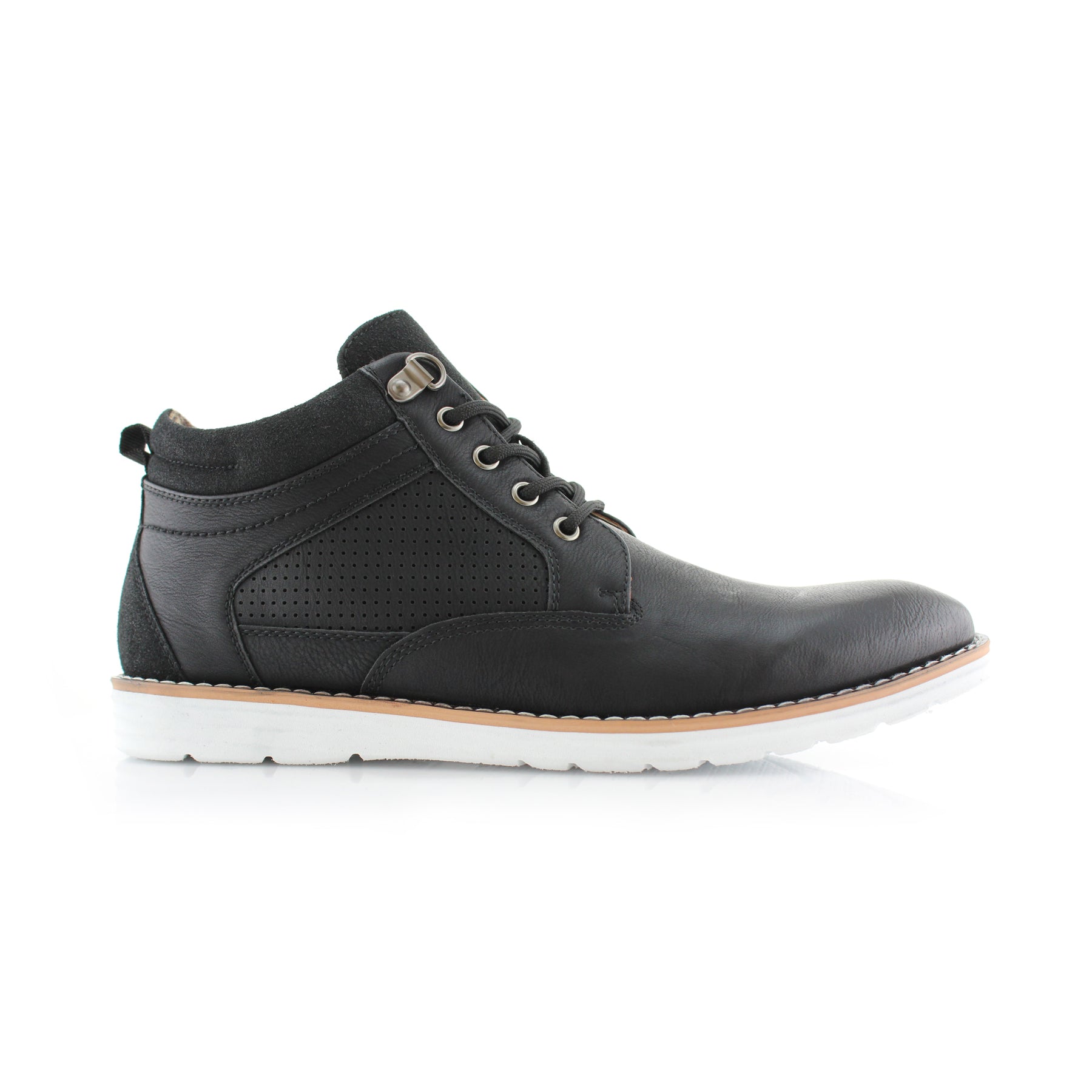 Duo-Textured Perforated Sneakers | Sanders by Polar Fox | Conal Footwear | Outer Side Angle View